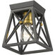 Trestle 1 Light 6 inch Matte Black and Olde Brass Flush Mount Ceiling Light