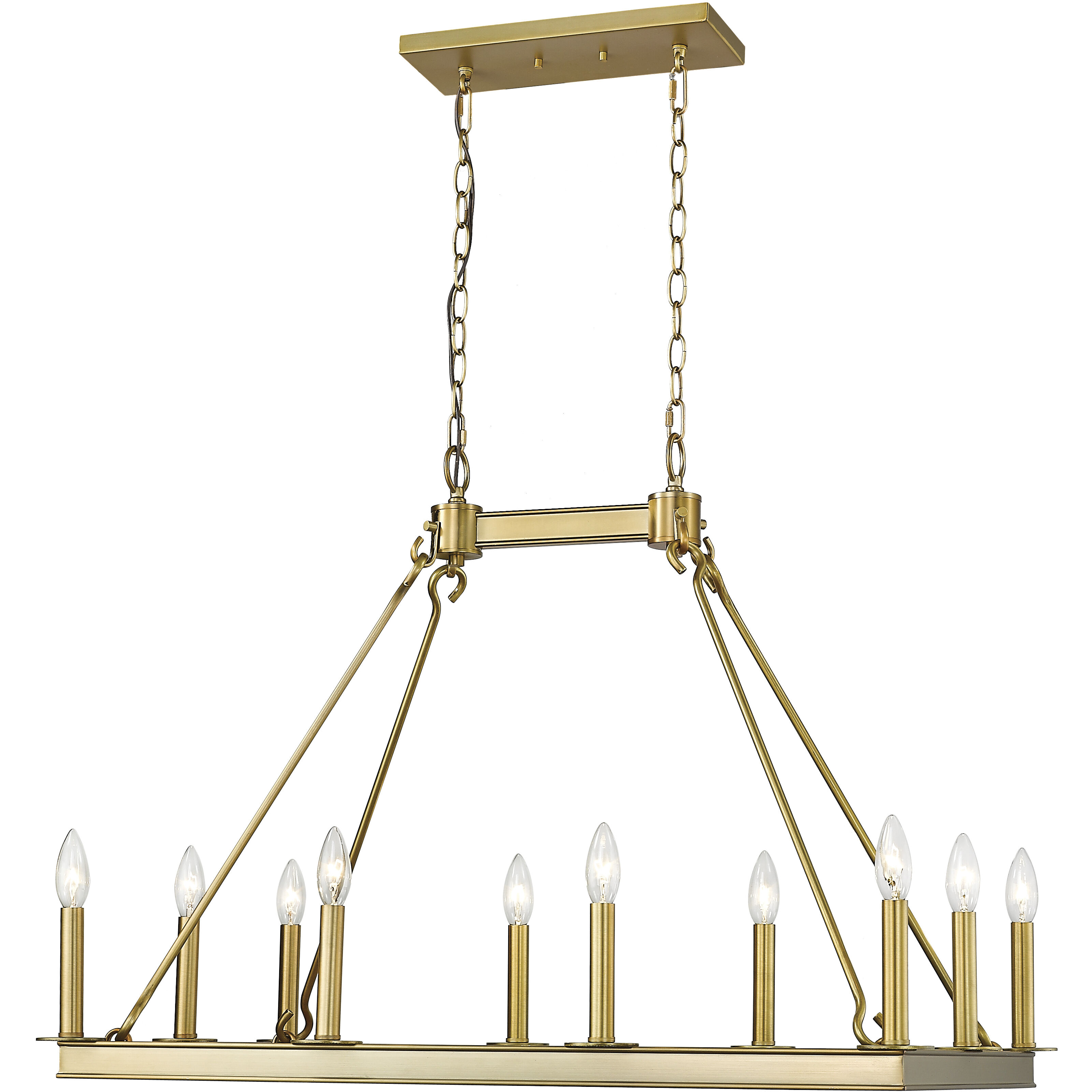 Barclay 10 Light 34 inch Olde Brass Linear Chandelier Ceiling Light