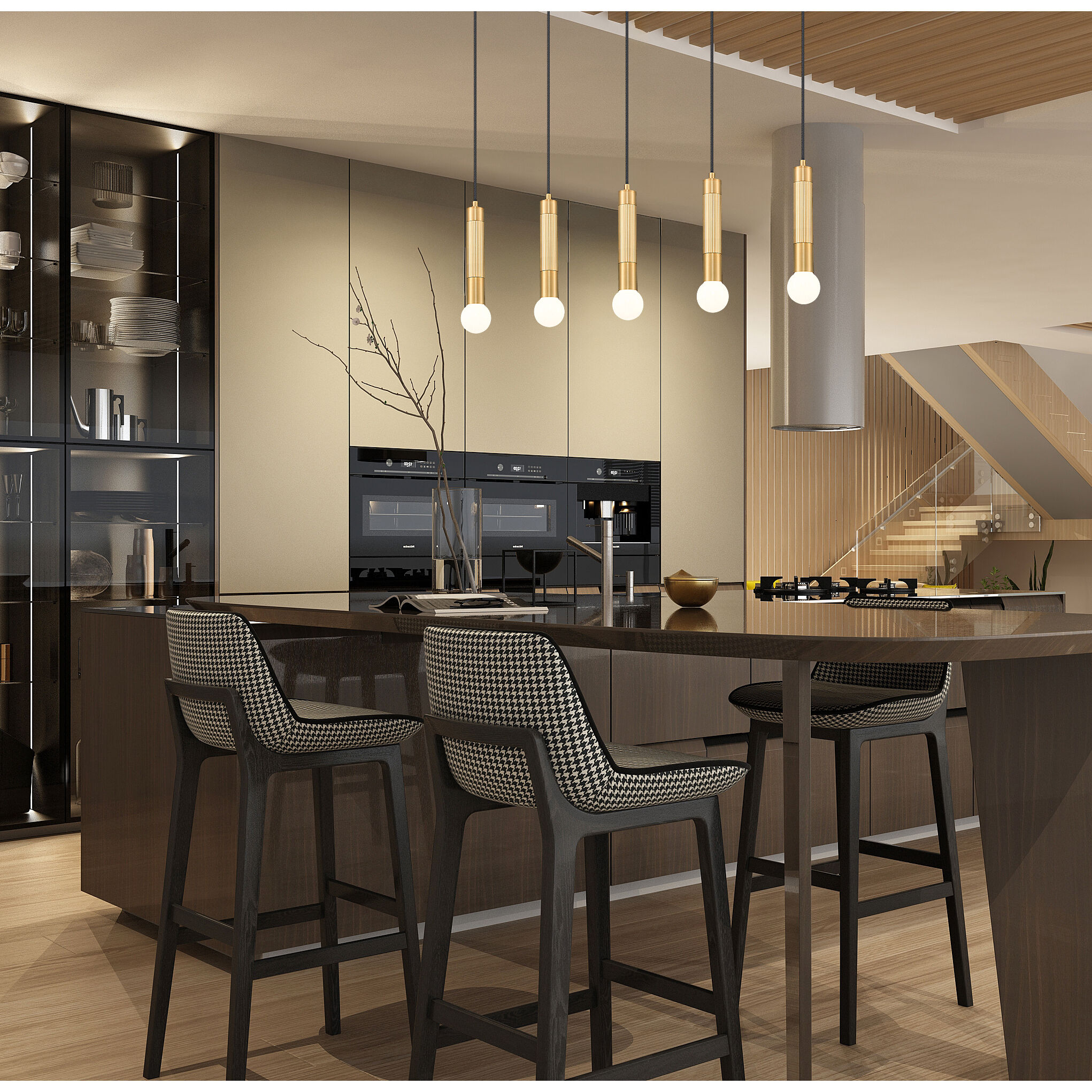 Stari Linear Chandelier Ceiling Light in Modern Gold