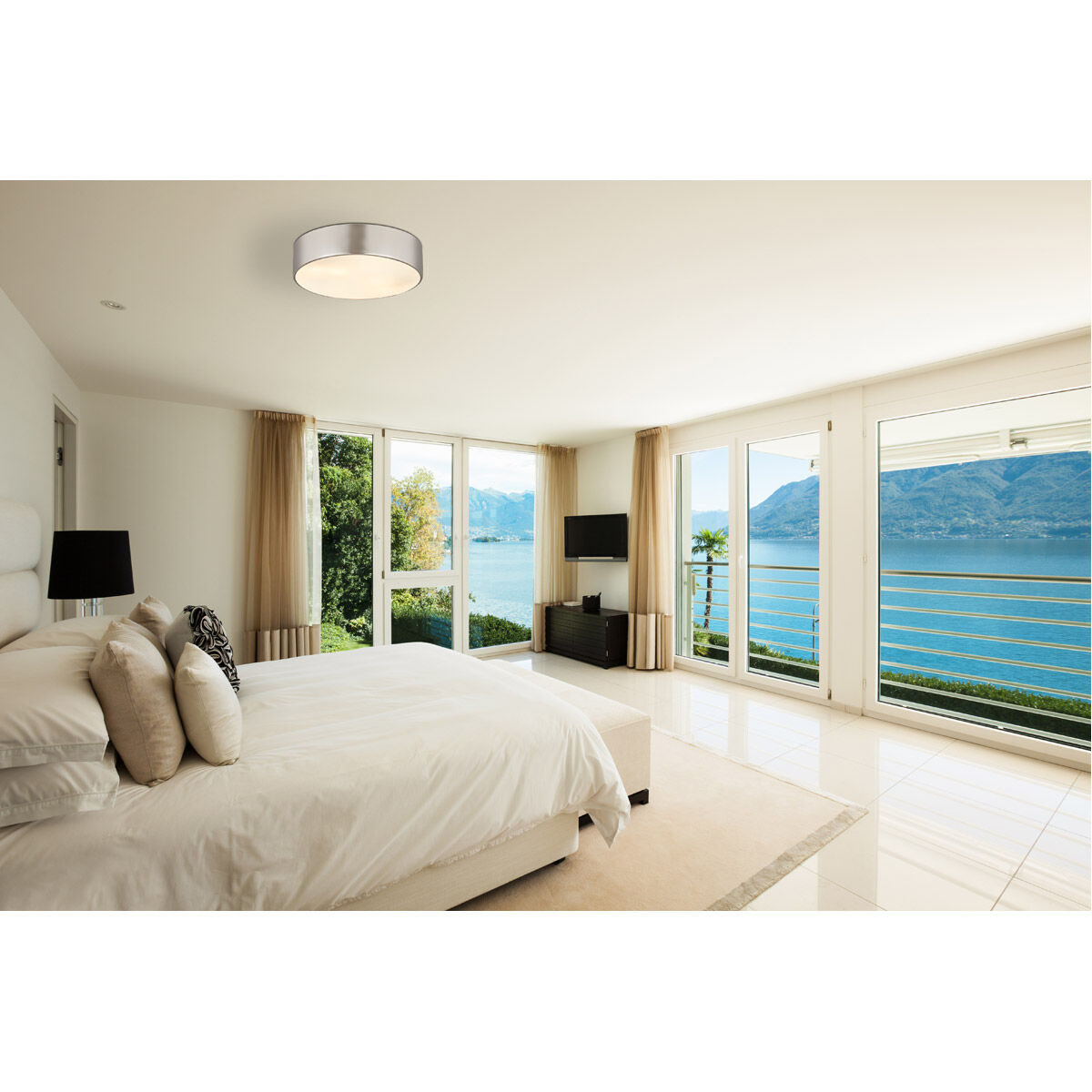 Harley 4 Light 20 inch Brushed Nickel Flush Mount Ceiling Light