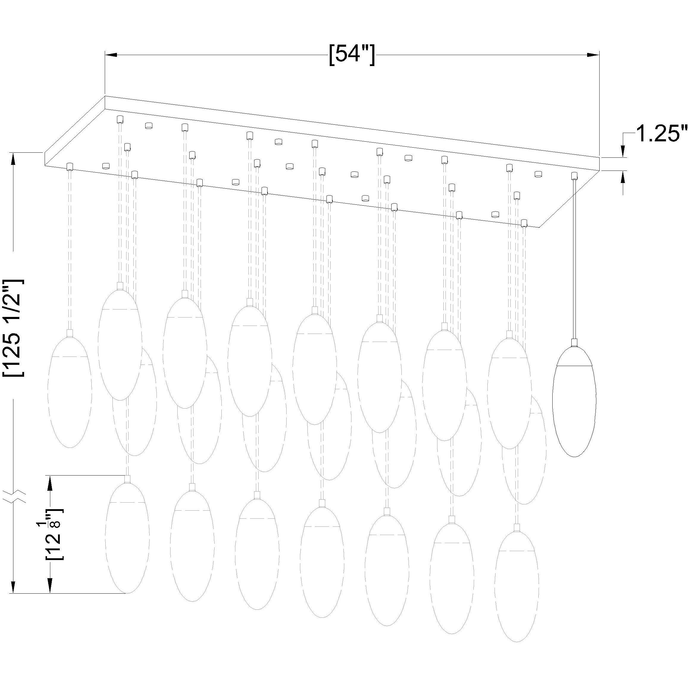 Arden 23 Light 54 inch Brushed Nickel Linear Chandelier Ceiling Light