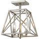 Trestle 3 Light 11 inch Antique Silver Semi Flush Mount Ceiling Light in 4.18