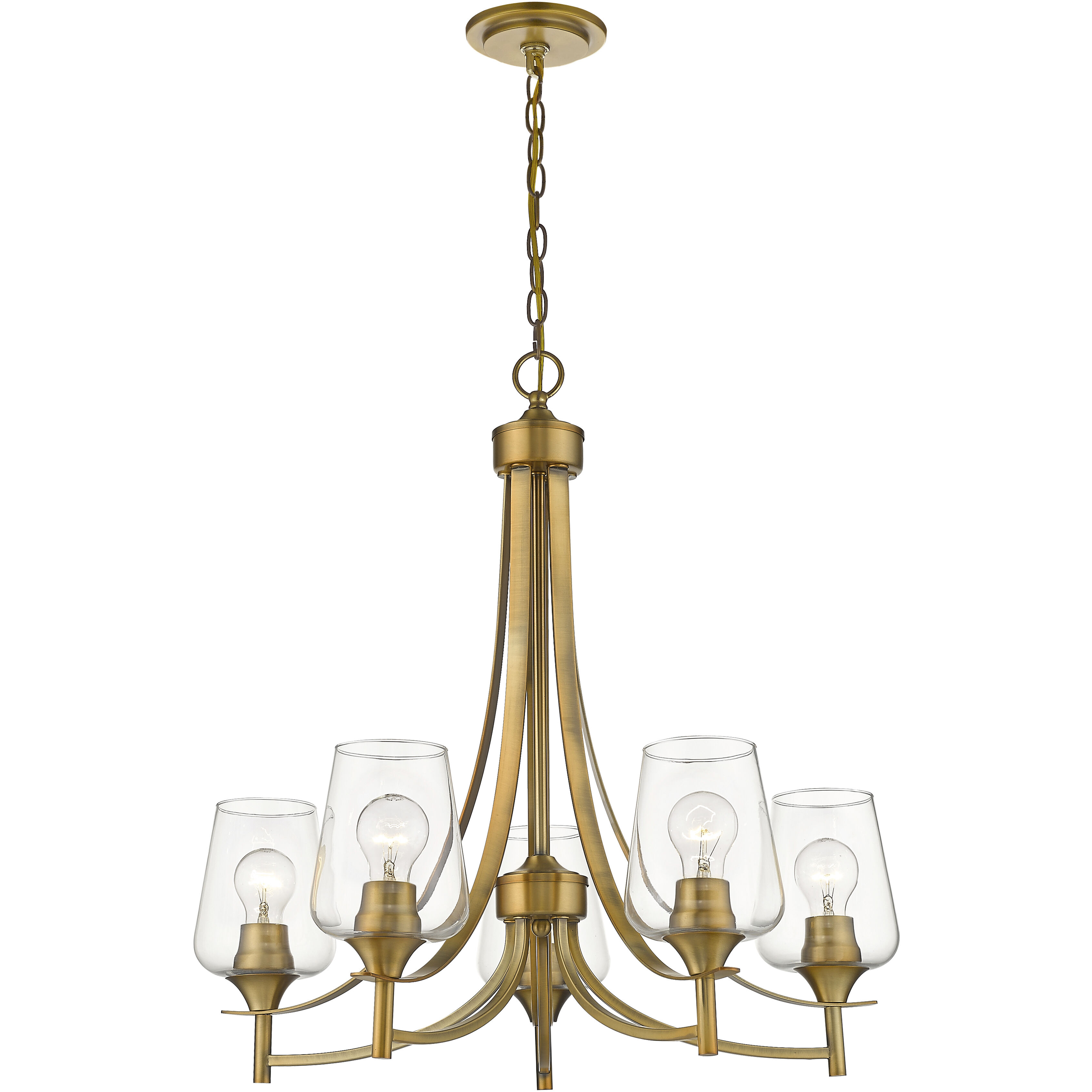 Joliet 5 Light 25 inch Olde Brass Chandelier Ceiling Light