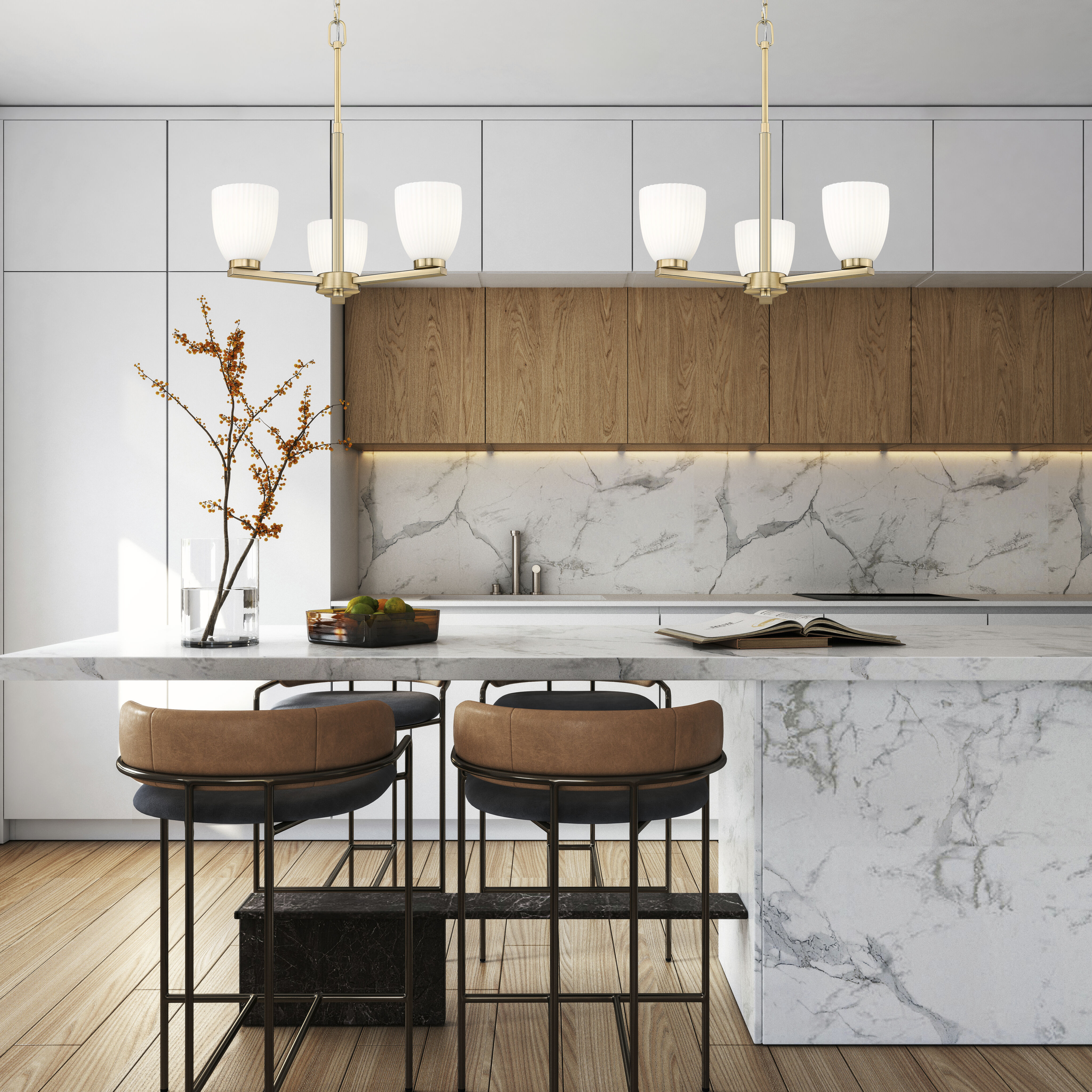 Naya 3 Light 19.25 inch Modern Gold Chandelier Ceiling Light