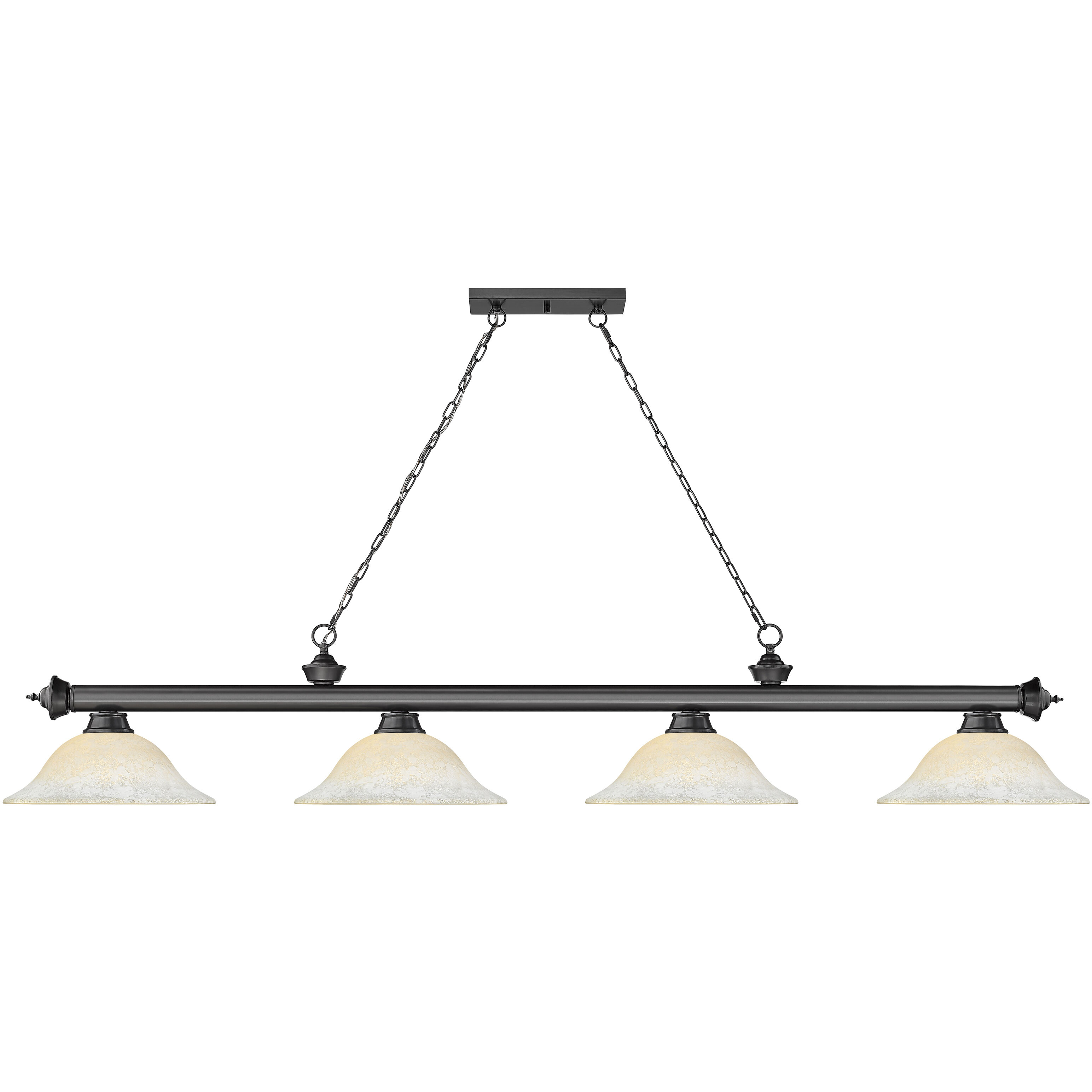 Cordon 4 Light 81.75 inch Bronze Plate Billiard Ceiling Light in White Mottle Glass