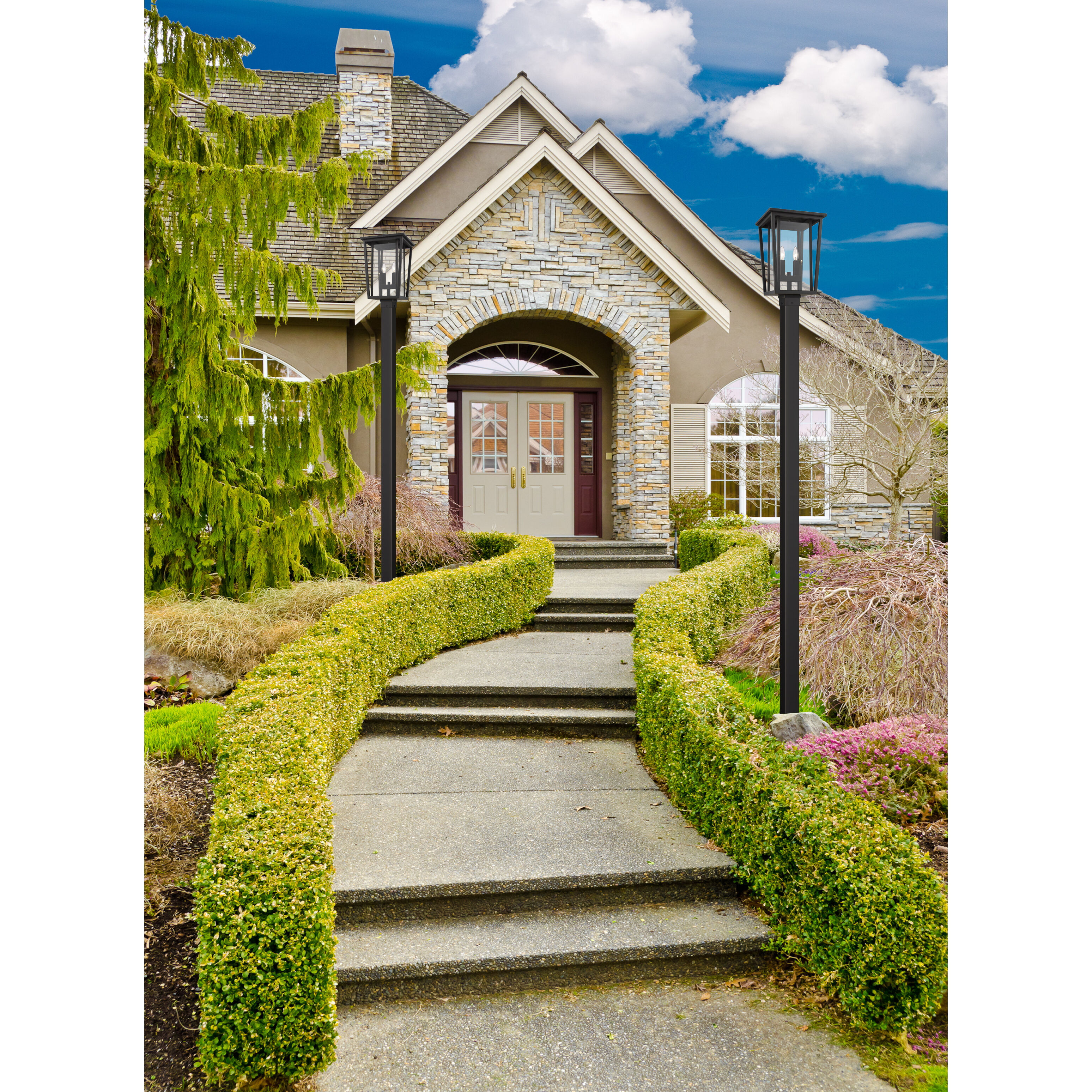 Seoul 2 Light 113.25 inch Oil Rubbed Bronze Outdoor Post Mounted Fixture in 22.25