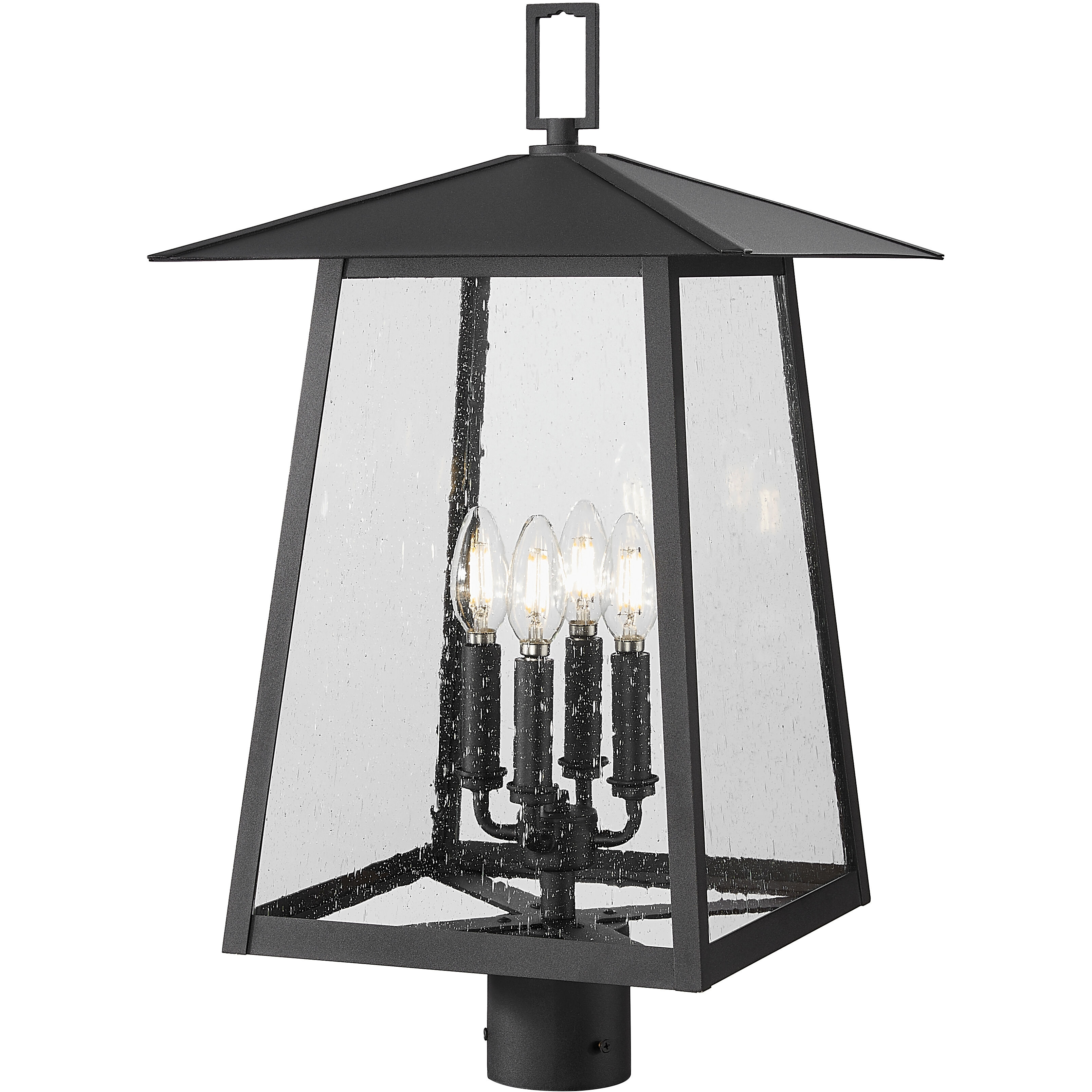 Rainer 4 Light 24.25 inch Black Outdoor Post Mounted Fixture in G9