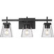 Lauren 3 Light 22 inch Matte Black Vanity Wall Light