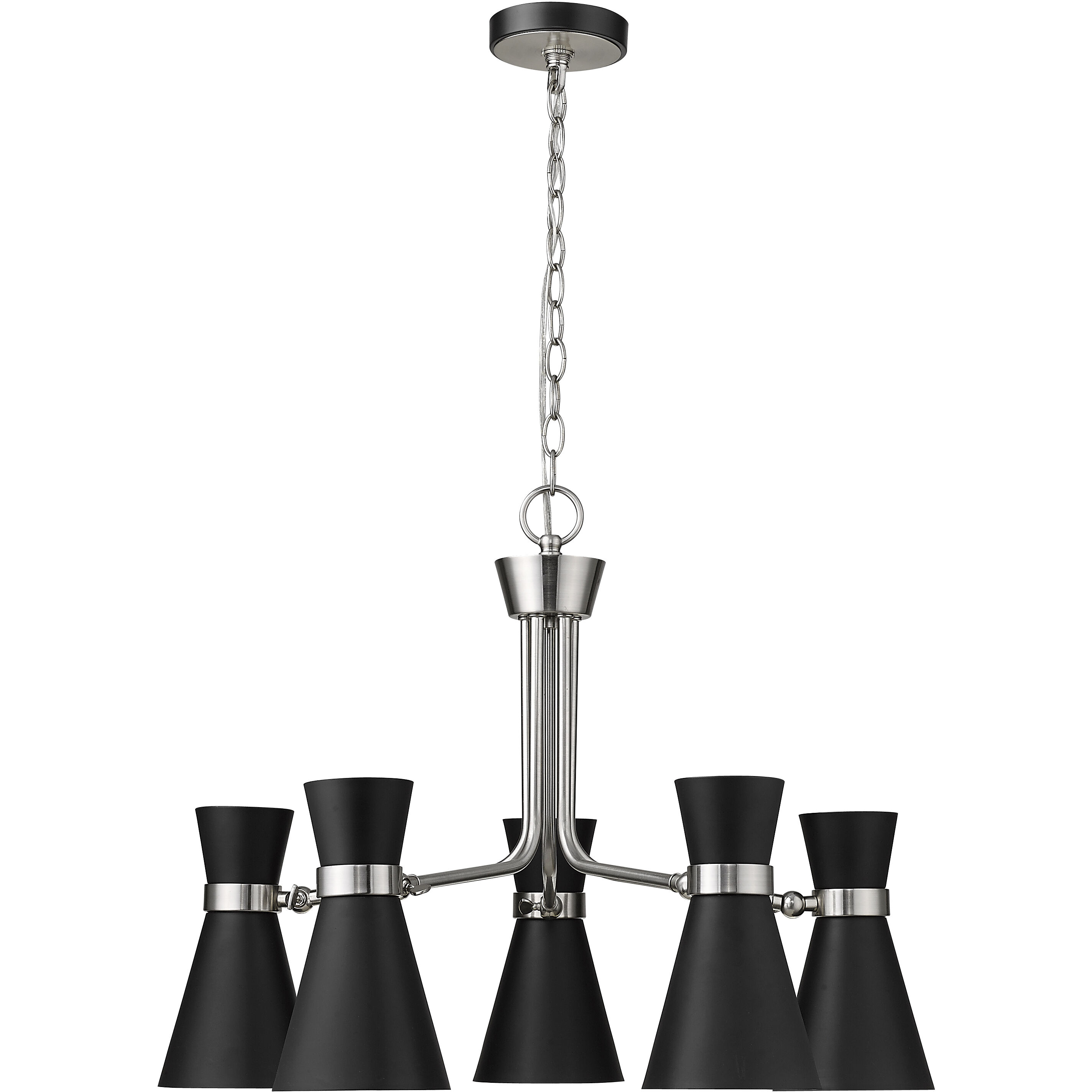 Soriano 5 Light 27 inch Matte Black and Brushed Nickel Chandelier Ceiling Light