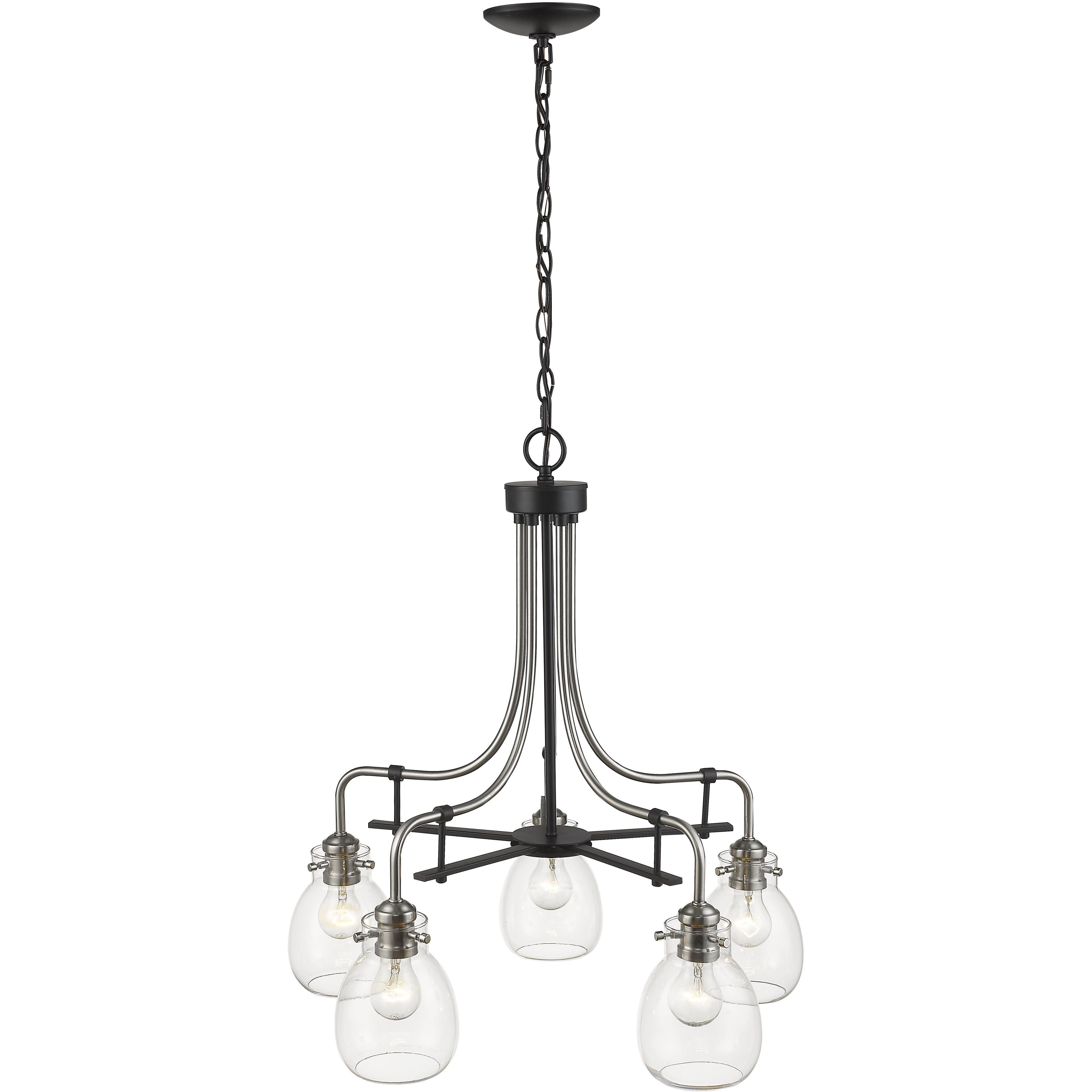 Kraken 5 Light 25 inch Matte Black and Brushed Nickel Chandelier Ceiling Light