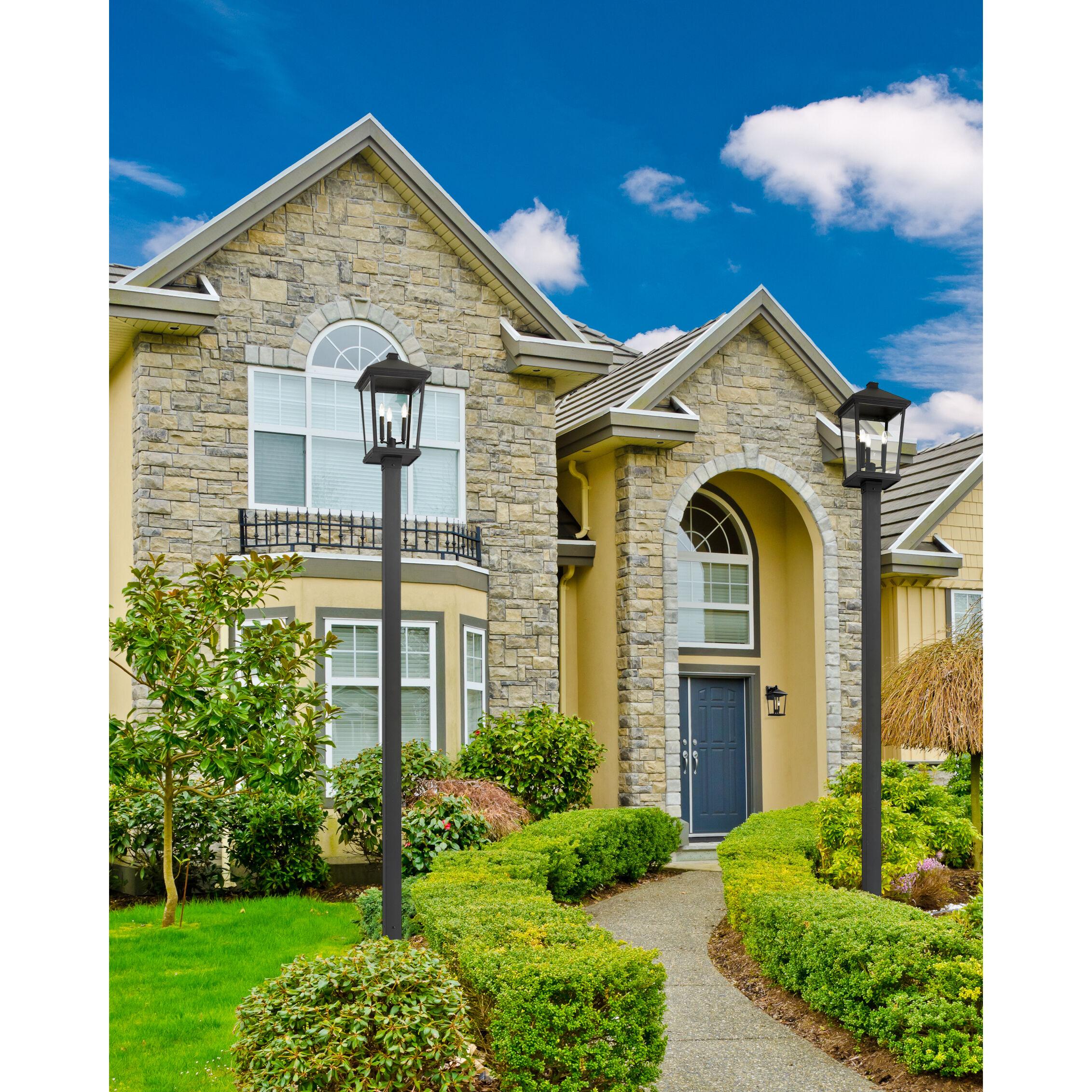 Beacon 3 Light 107 inch Black Outdoor Post Mounted Fixture in 24.25