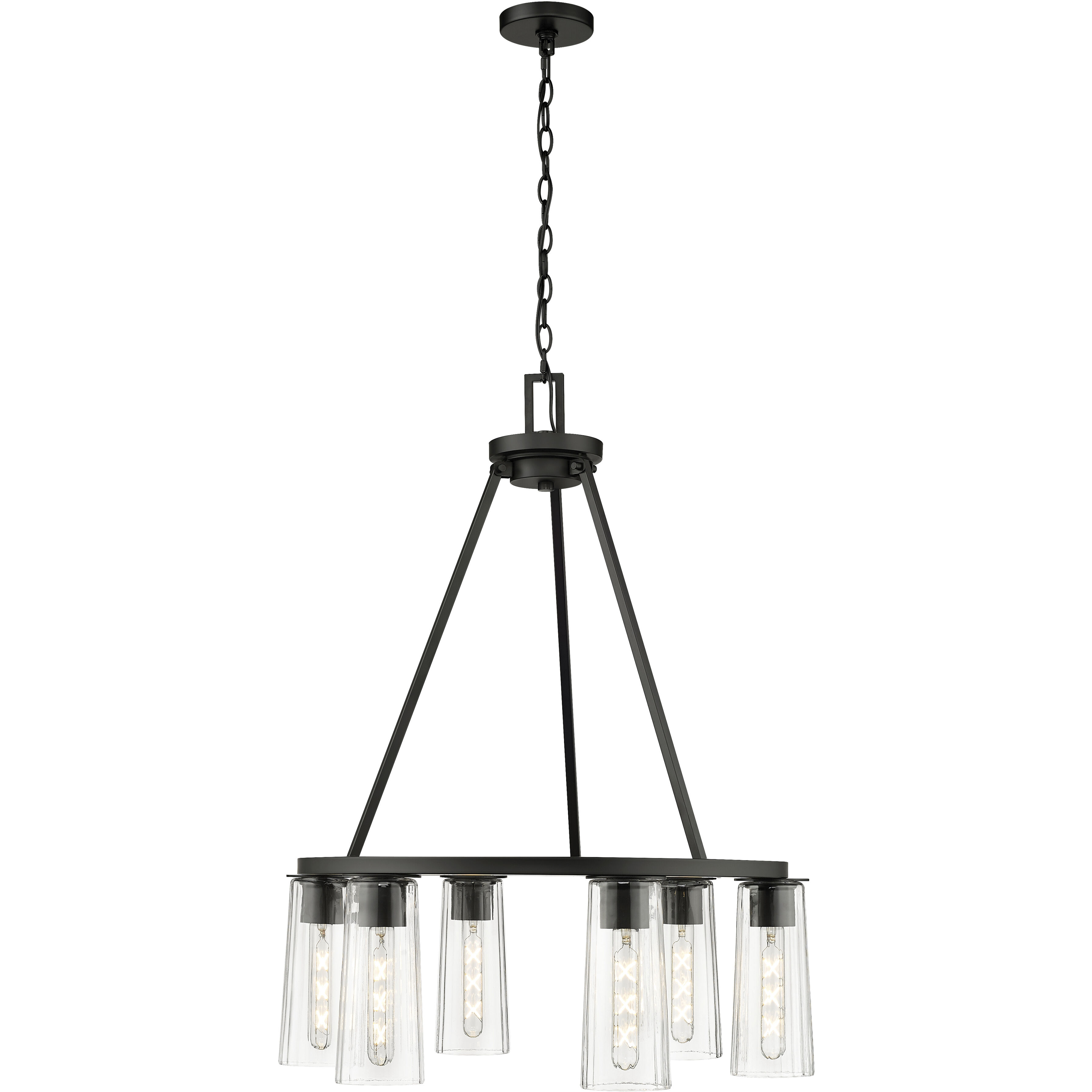 Titus 6 Light 26 inch Matte Black Chandelier Ceiling Light