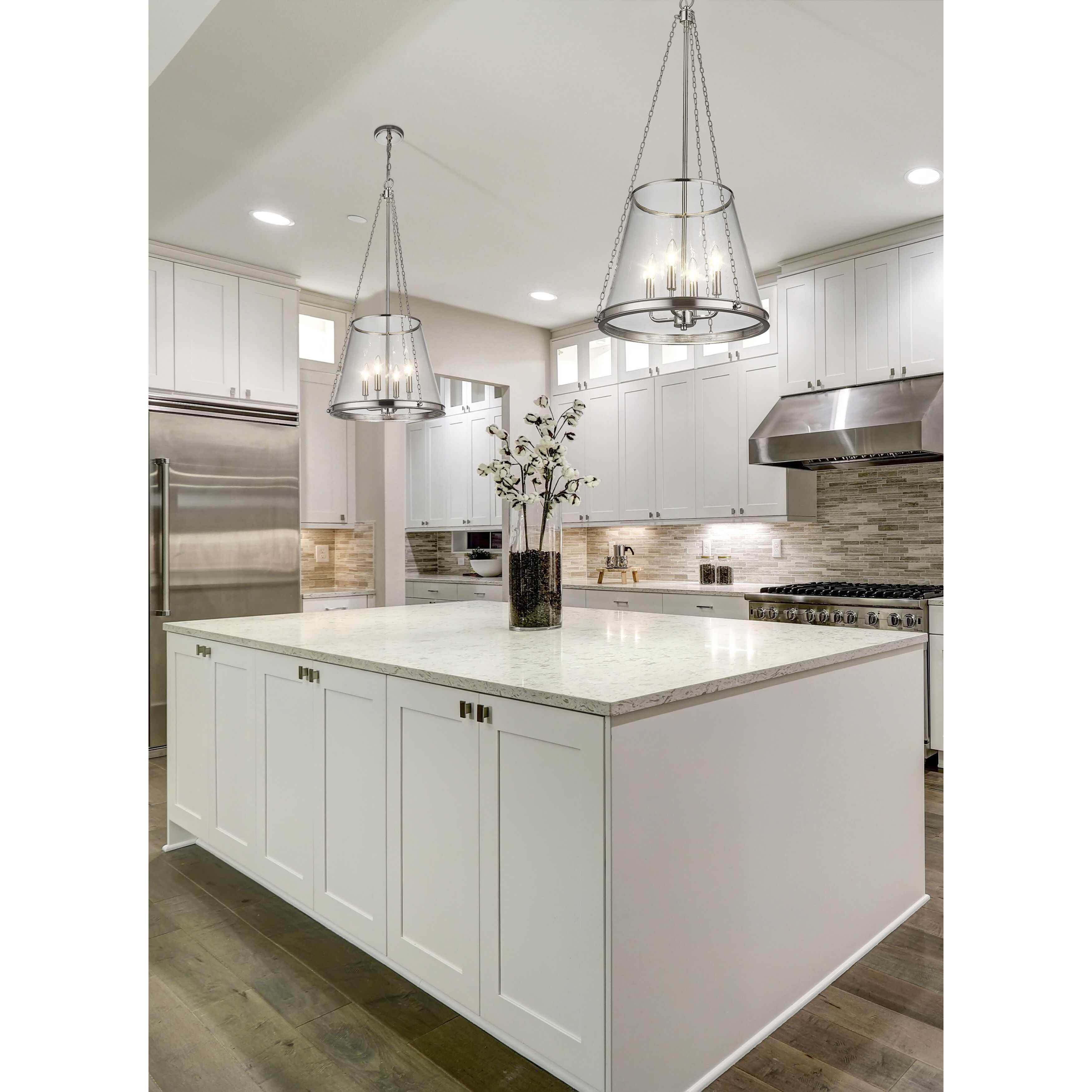 Prescott 4 Light 18 inch Polished Nickel Pendant Ceiling Light