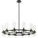 Datus 12 Light 43.5 inch Matte Black Chandelier Ceiling Light in Heritage Brass