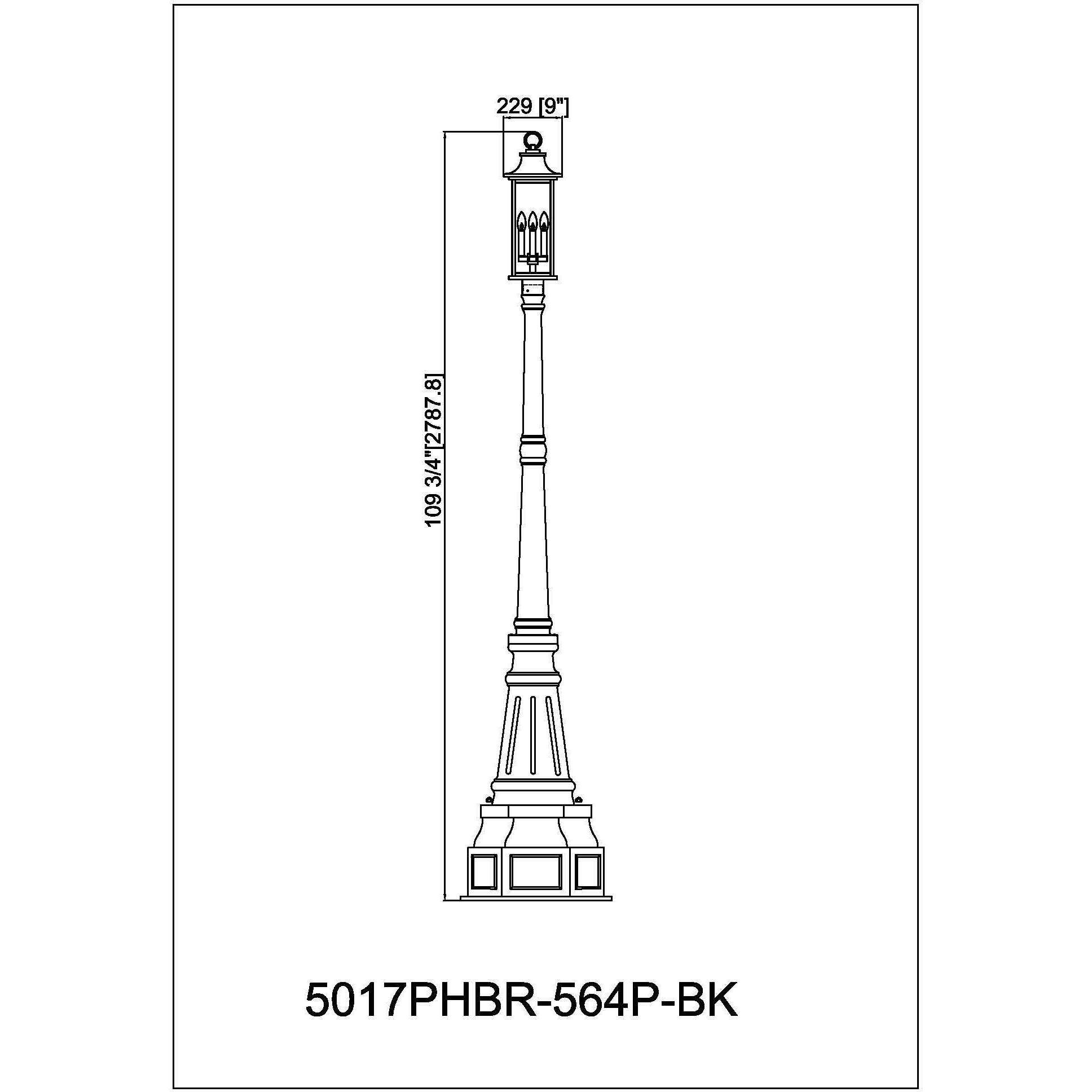 Tiberius 4 Light 107.25 inch Black Outdoor Post Mounted Fixture in Clear Seedy Glass