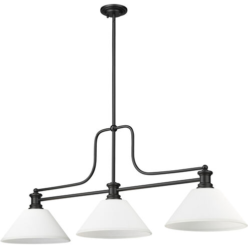 Melange 3 Light 52 inch Matte Black Billiard Ceiling Light in Matte Opal Glass
