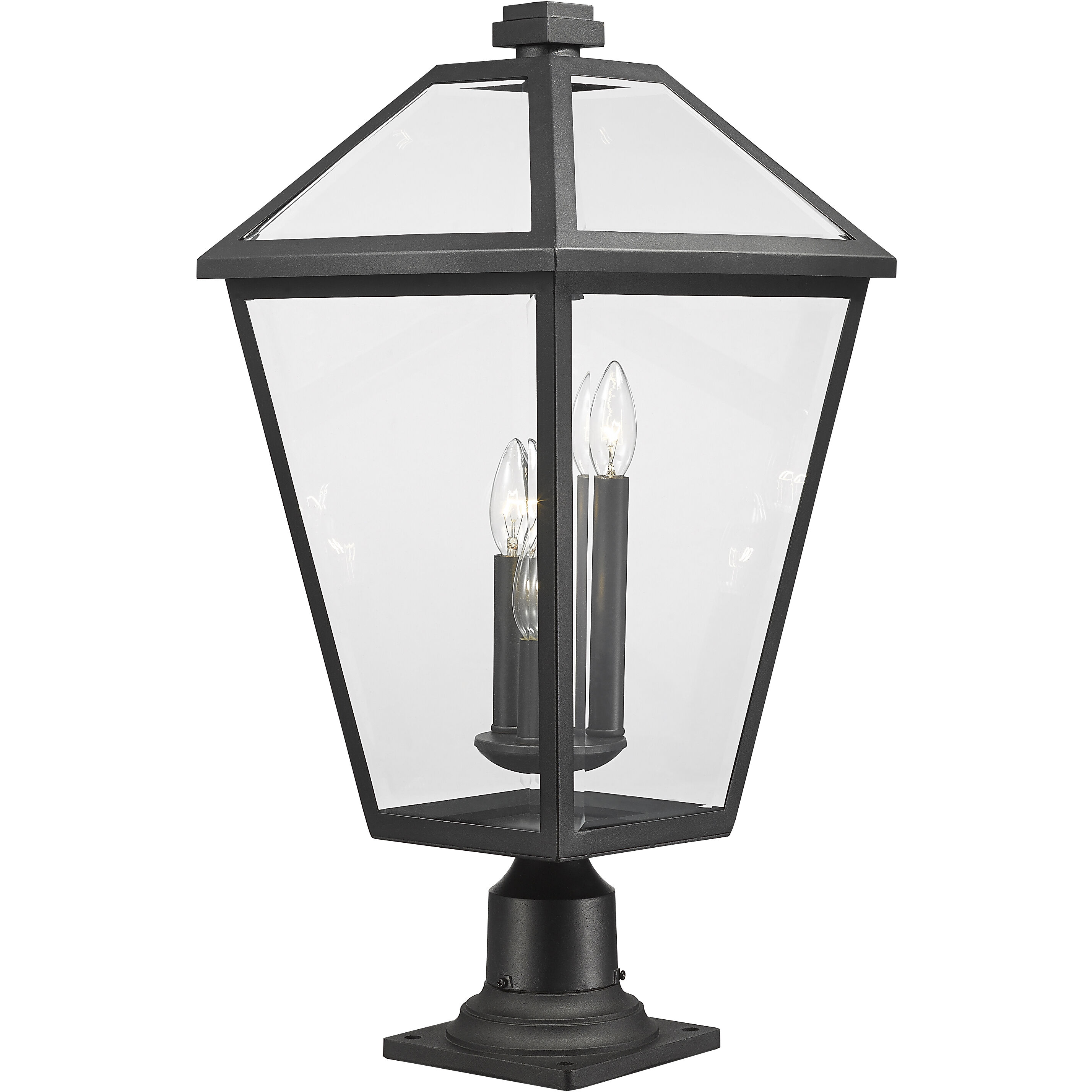 Talbot 3 Light 25.75 inch Black Outdoor Pier Mounted Fixture in Clear Beveled Glass
