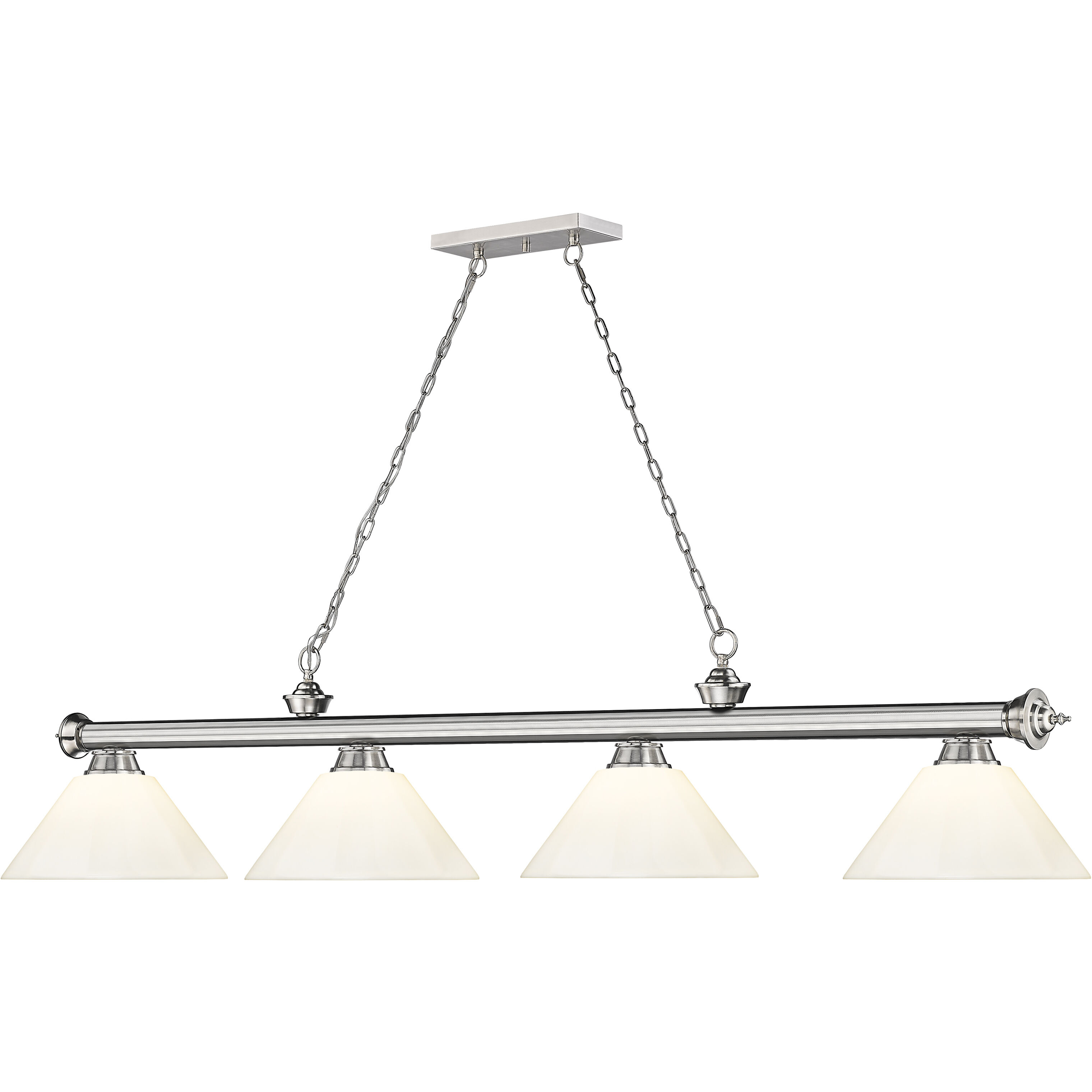 Cordon 4 Light 81.25 inch Brushed Nickel Billiard Ceiling Light in White Plastic