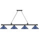 Cordon 4 Light 81.75 inch Bronze Plate Billiard Ceiling Light in Navy Blue Steel