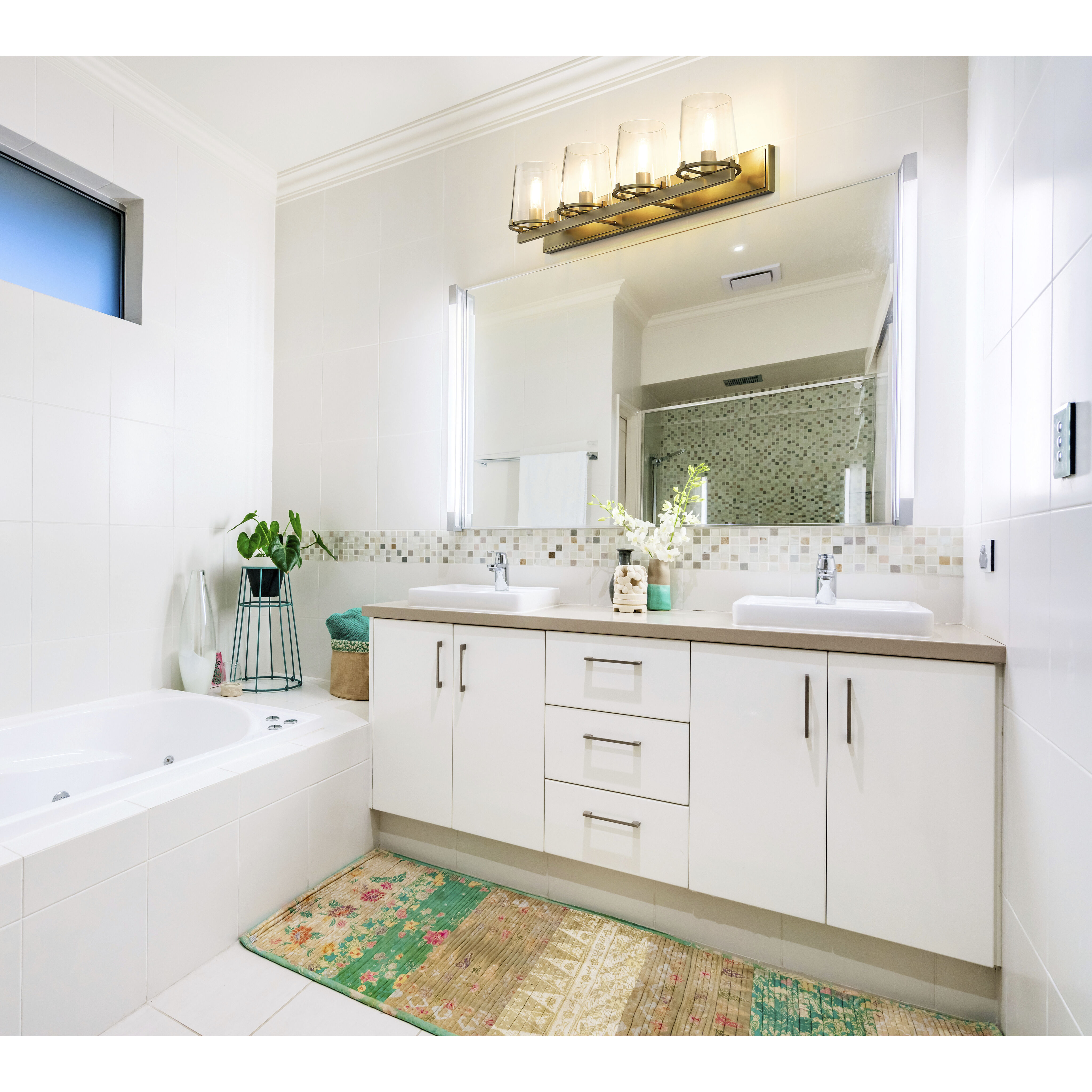 Callista 4 Light 37.5 inch Rubbed Brass Vanity Wall Light