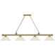 Cordon 4 Light 81.75 inch Rubbed Brass Billiard Ceiling Light in White Mottle Glass
