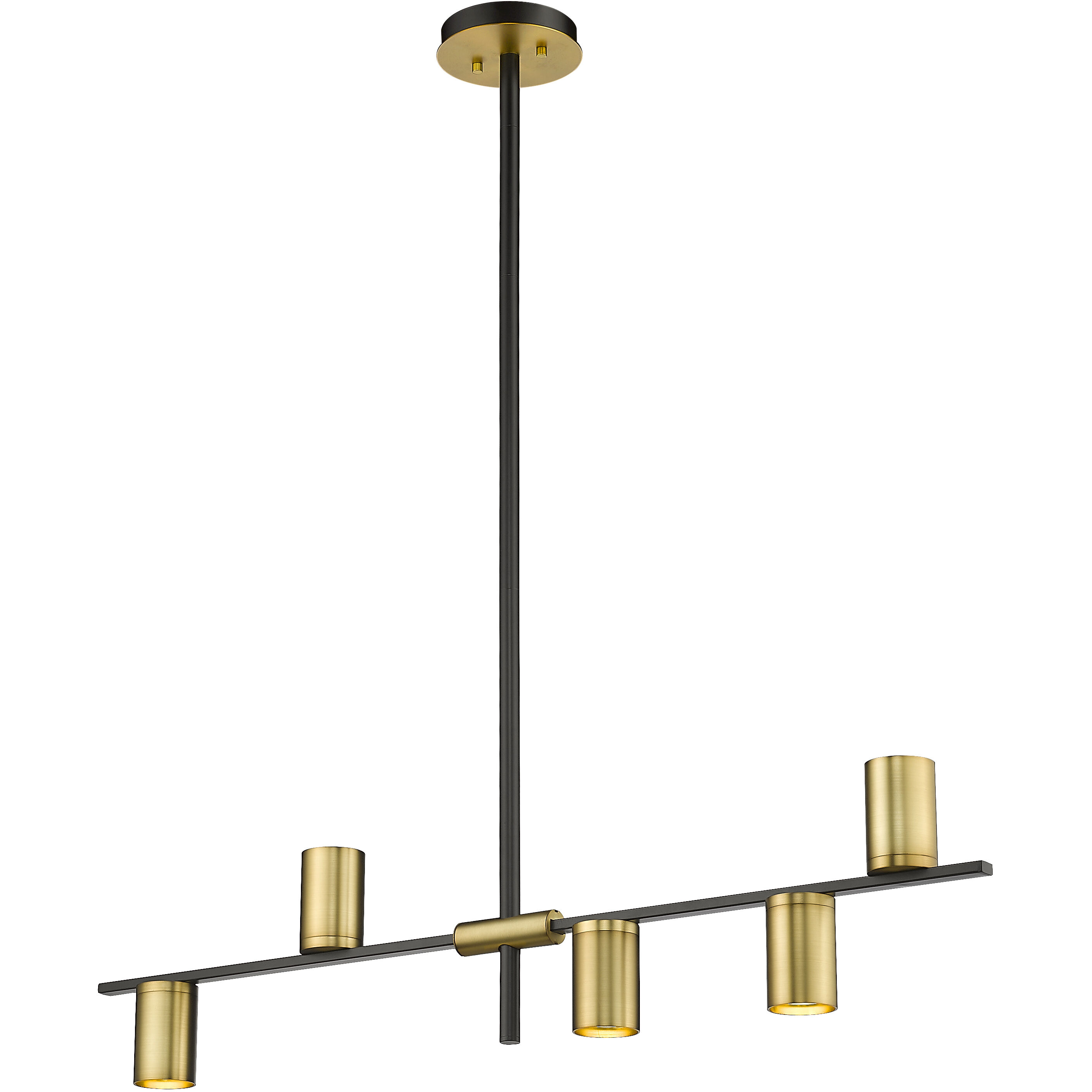 Calumet 5 Light 38 inch Matte Black and Olde Brass Linear Chandelier Ceiling Light