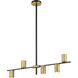 Calumet 5 Light 38 inch Matte Black and Olde Brass Linear Chandelier Ceiling Light