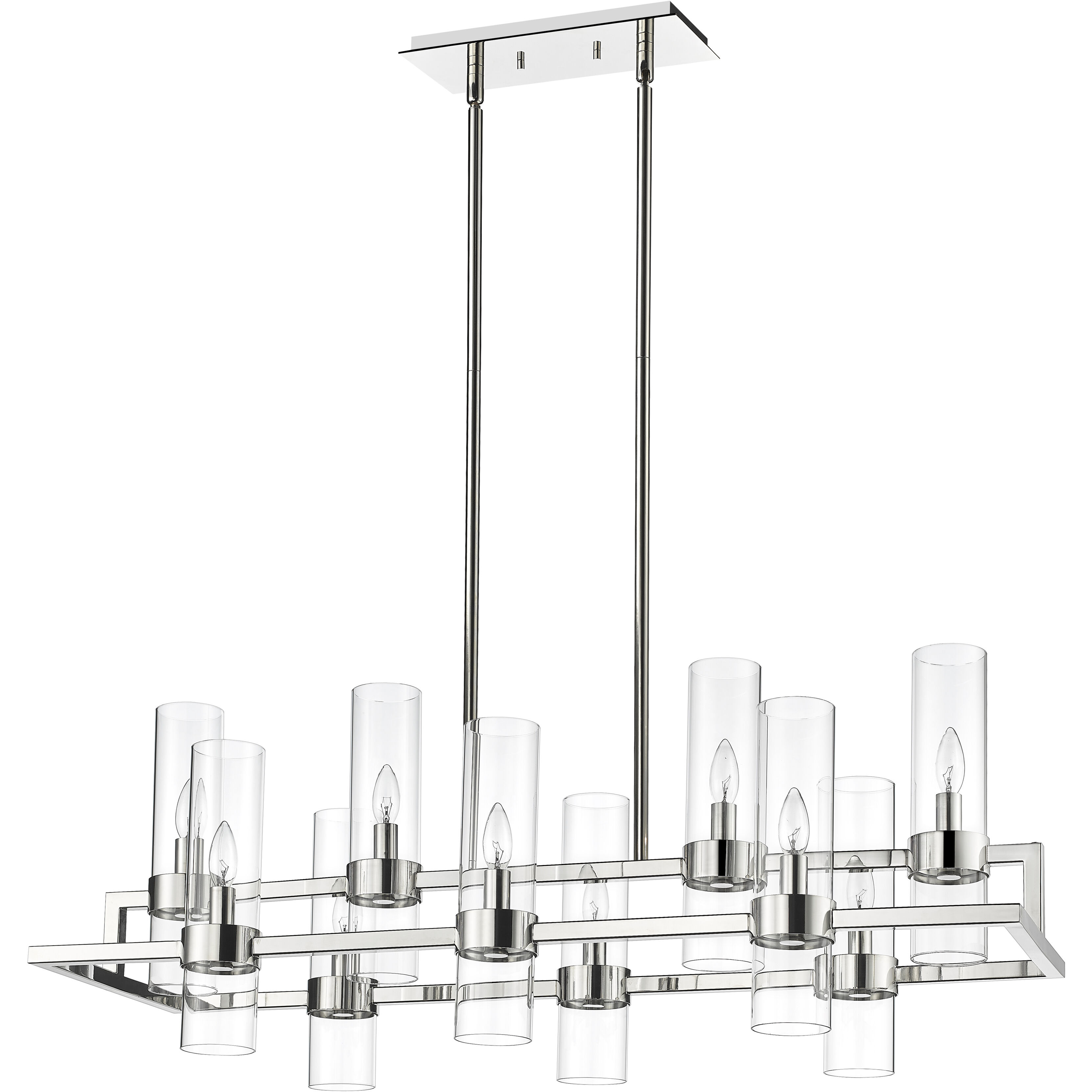 Datus 10 Light 42.5 inch Polished Nickel Linear Chandelier Ceiling Light