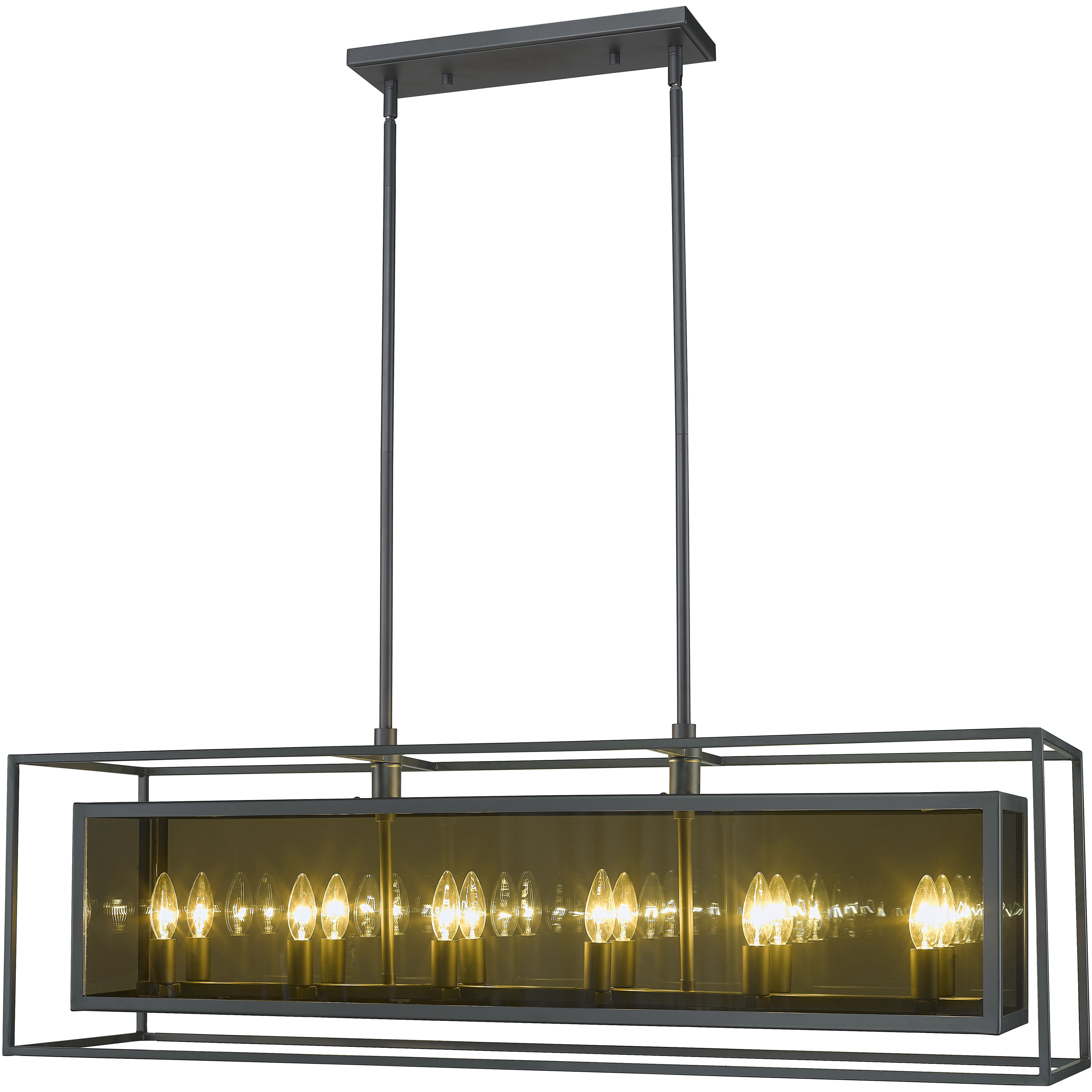 Infinity 12 Light 44 inch Misty Charcoal Linear Chandelier Ceiling Light