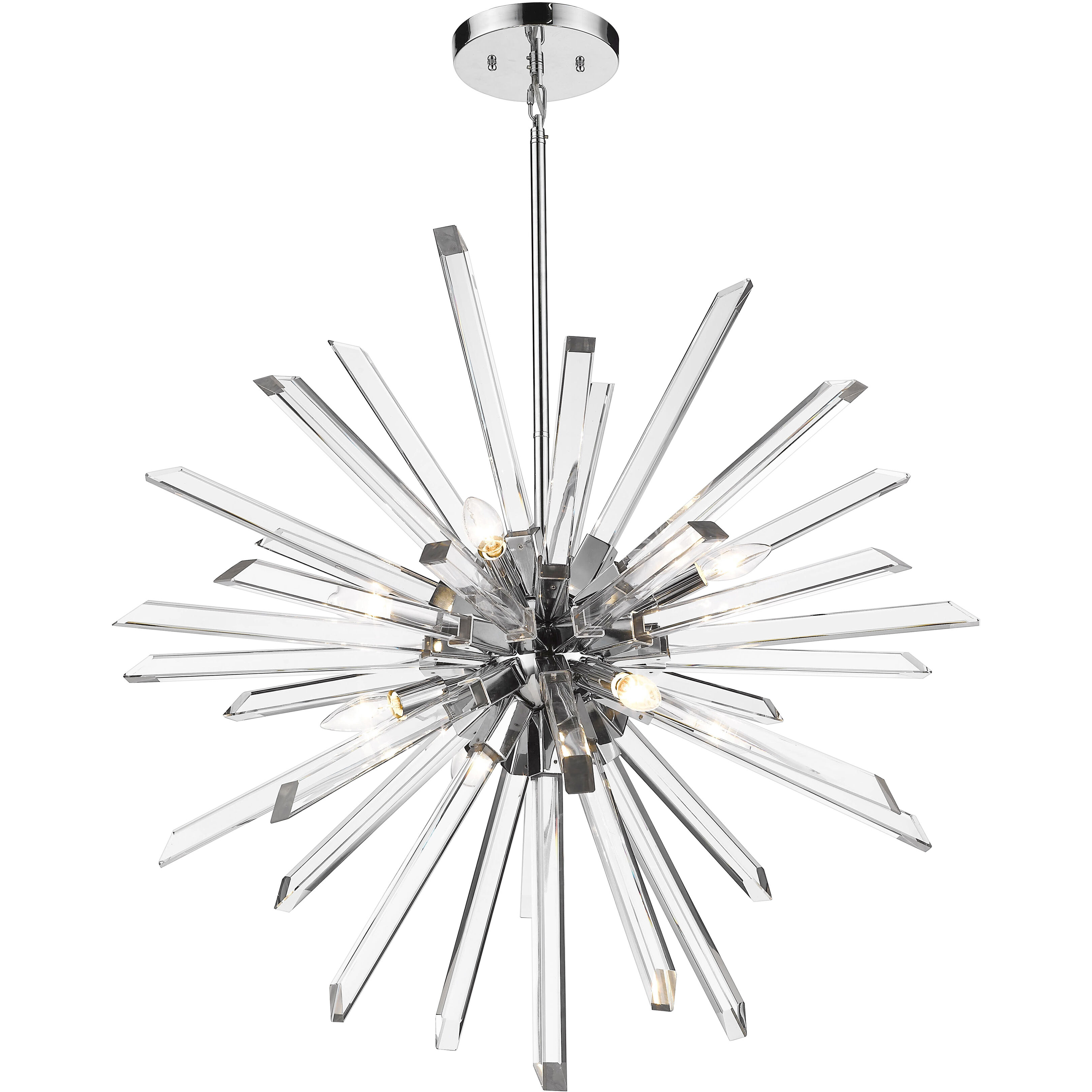 Burst 8 Light 33.25 inch Chrome Chandelier Ceiling Light in 56