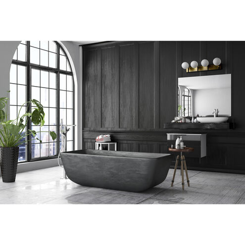 Parsons 4 Light 33.25 inch Matte Black and Olde Brass Vanity Wall Light