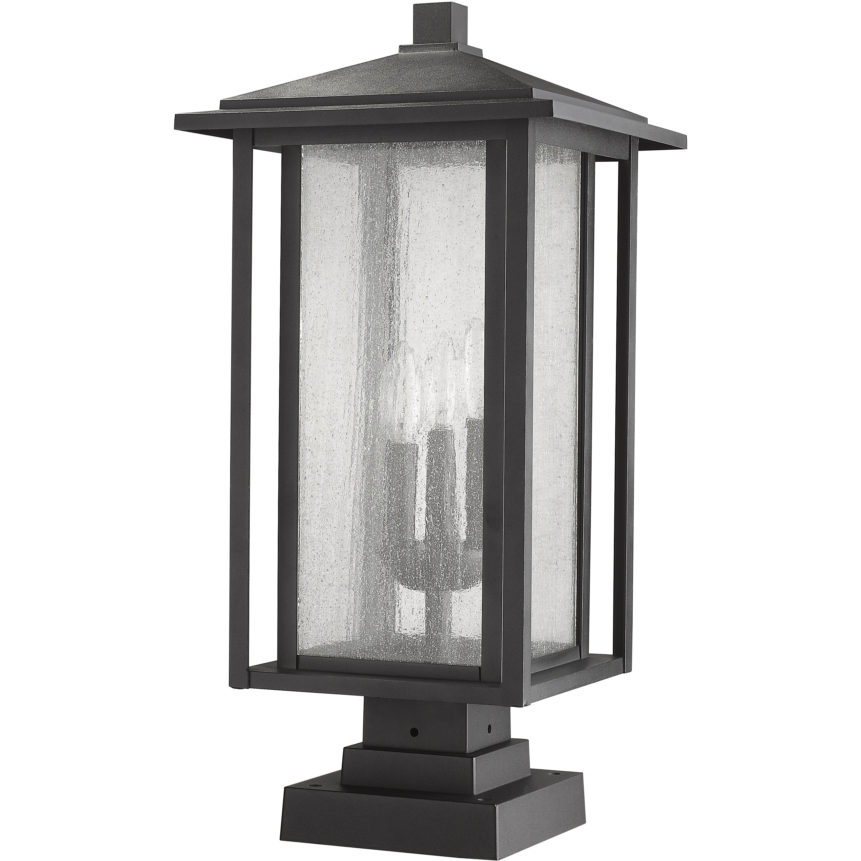 Aspen 3 Light 23.5 inch Black Outdoor Pier Mounted Fixture