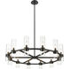Datus 12 Light 43.5 inch Matte Black Chandelier Ceiling Light in Heritage Brass