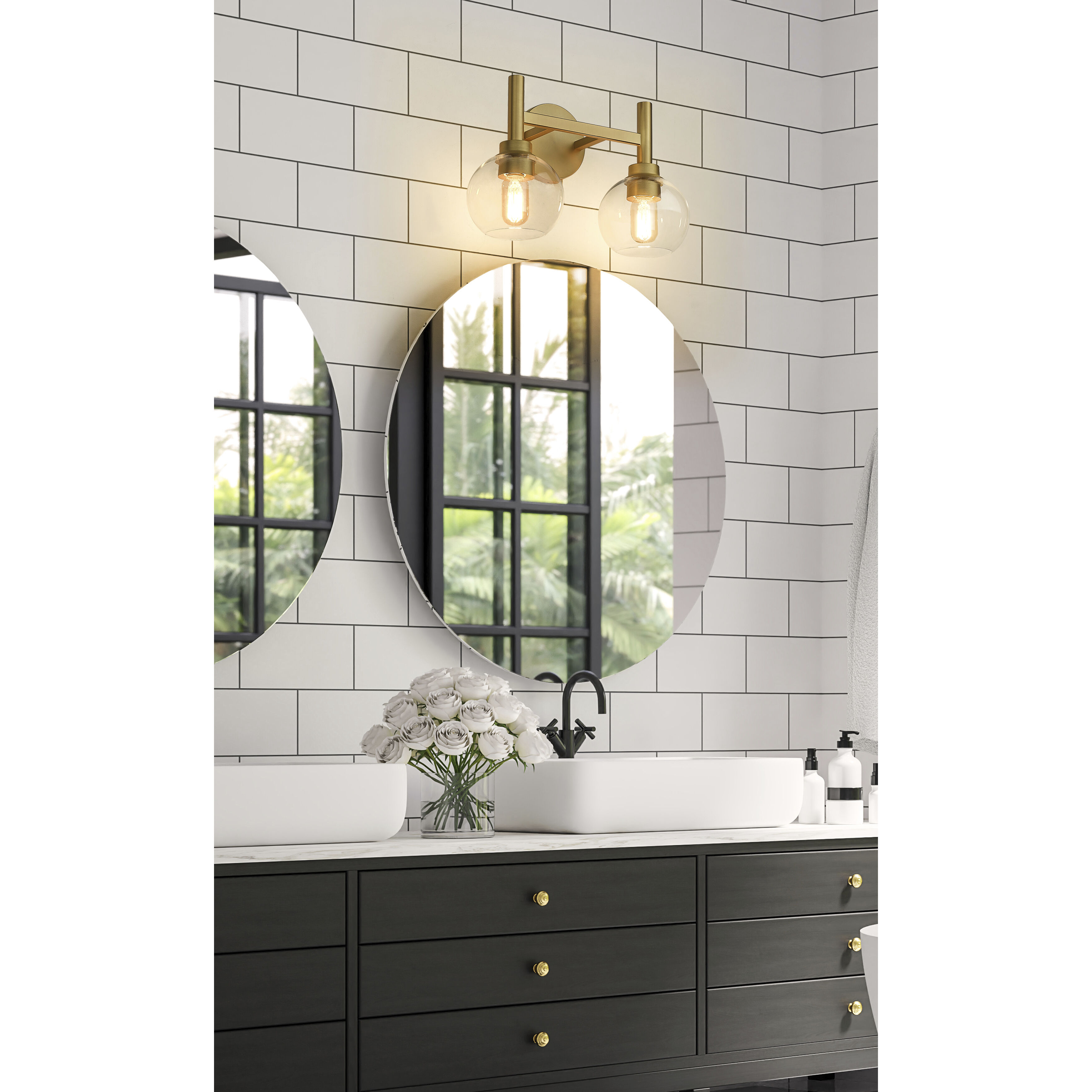 Sutton 2 Light 15.75 inch Brushed Gold Vanity Wall Light