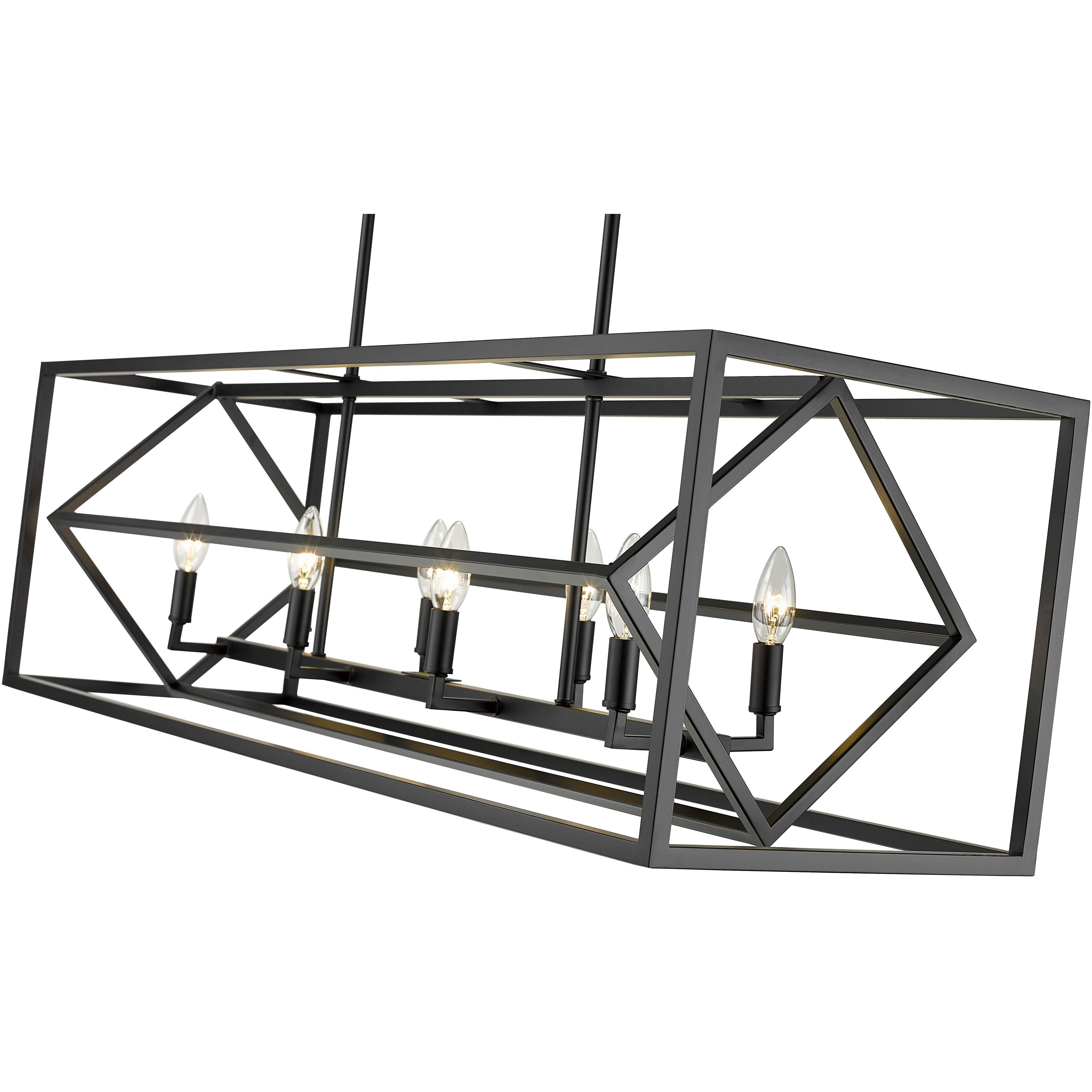 Euclid 8 Light 44 inch Matte Black Linear Chandelier Ceiling Light
