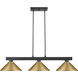 Cobalt 3 Light 46 inch Matte Black Billiard Ceiling Light in Satin Gold Steel