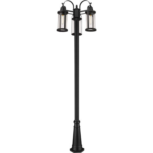 Roundhouse 3 Light 115 inch Black Outdoor Post Mounted Fixture
