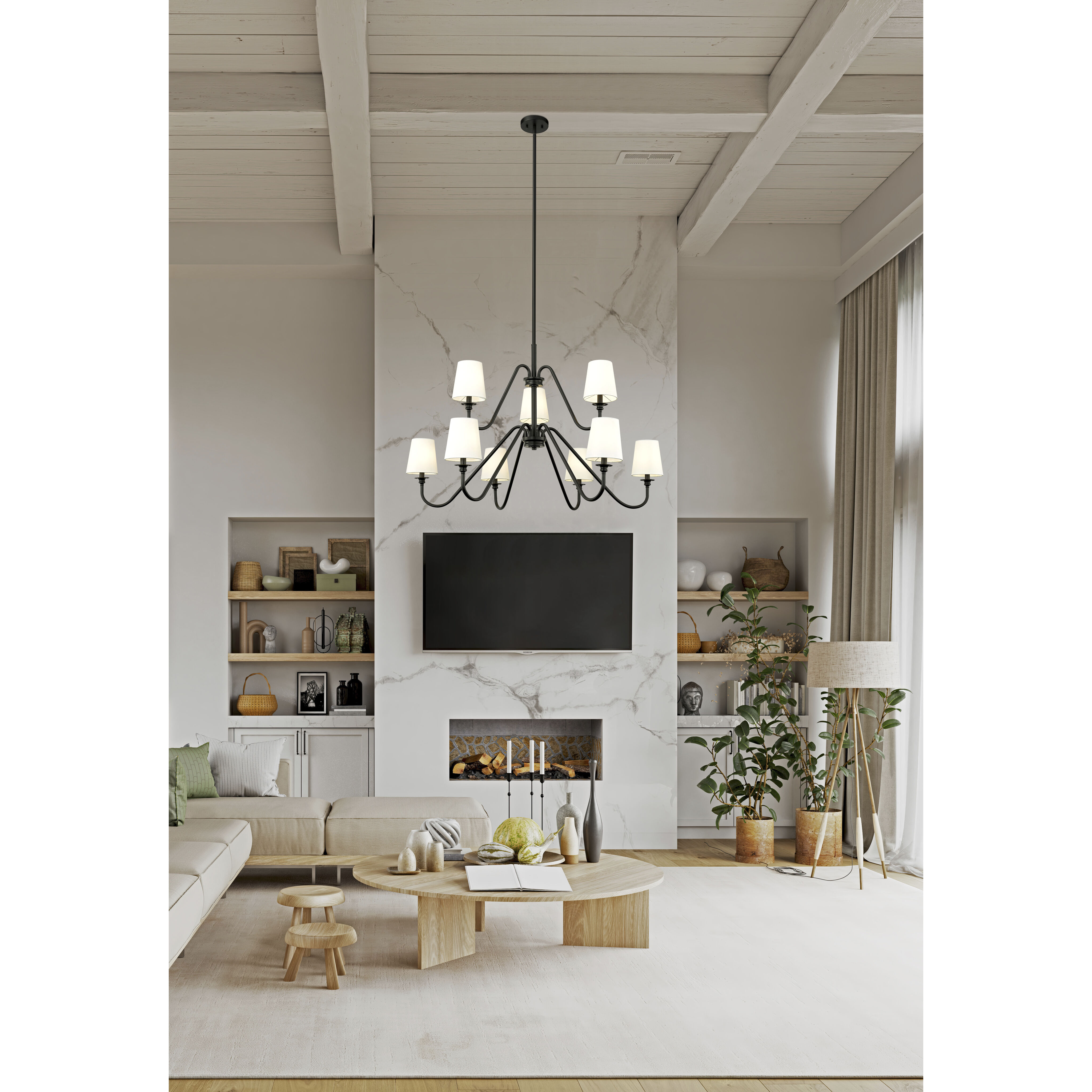 Gianna 9 Light 46 inch Matte Black Chandelier Ceiling Light