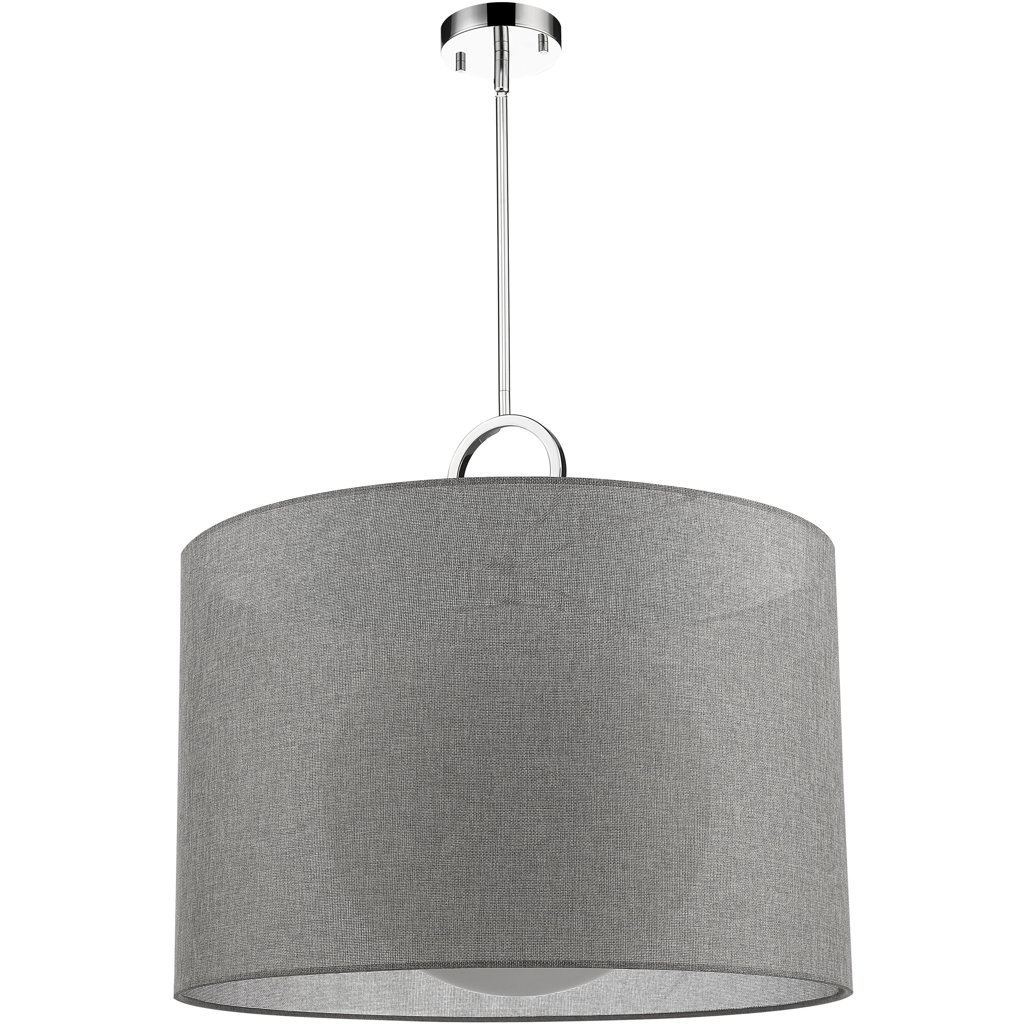 Arosia 1 Light 24 inch Chrome Pendant Ceiling Light in Gray Fabric