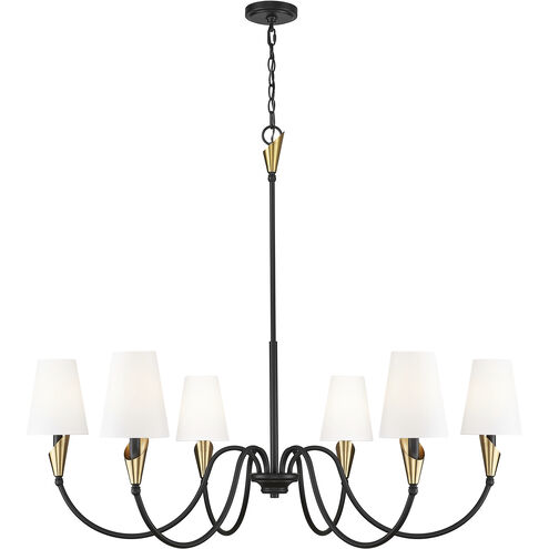 Claudelle 6 Light 46 inch Matte Black and Modern Gold Chandelier Ceiling Light