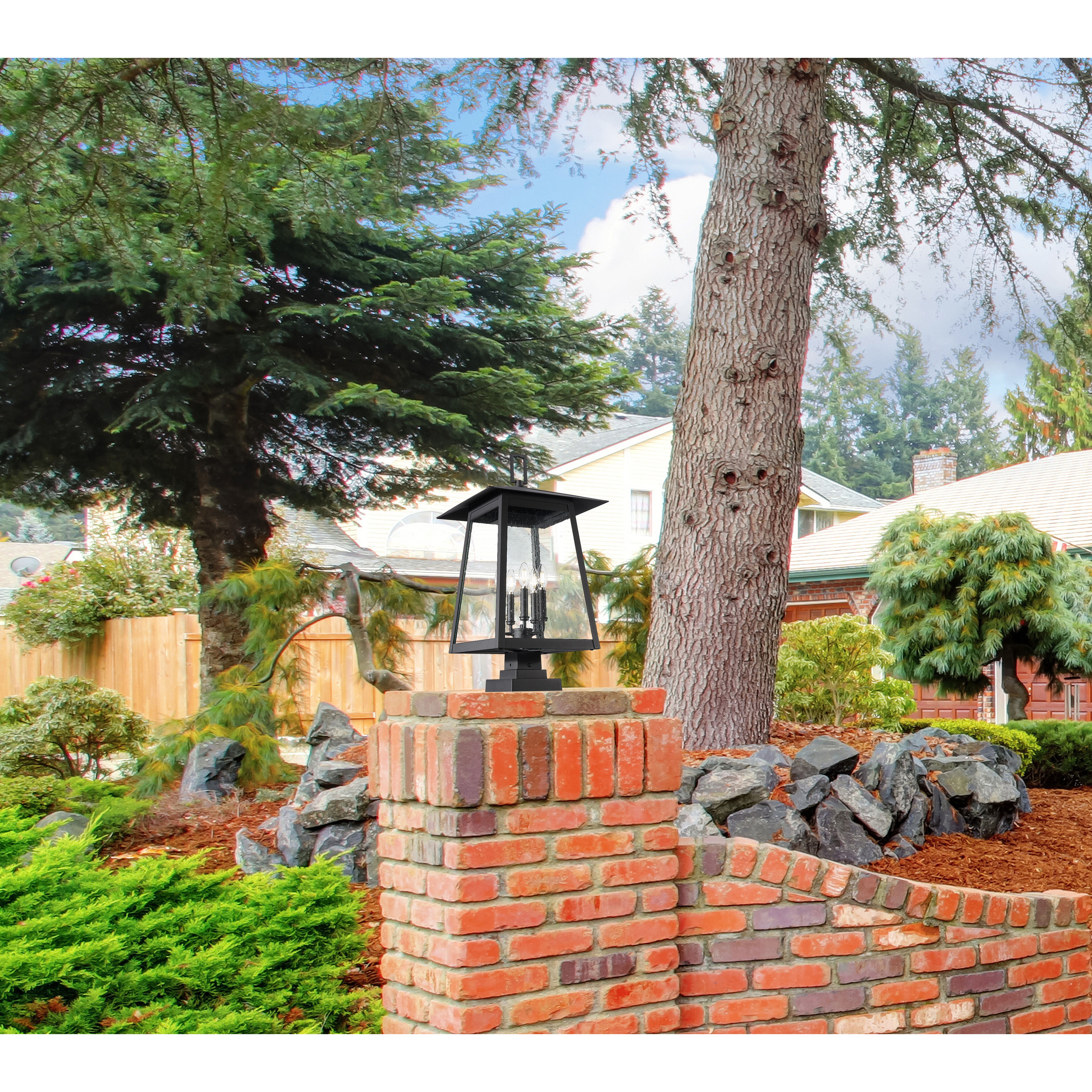 Rainer 5 Light 28.5 inch Black Outdoor Pier Mounted Fixture in G9