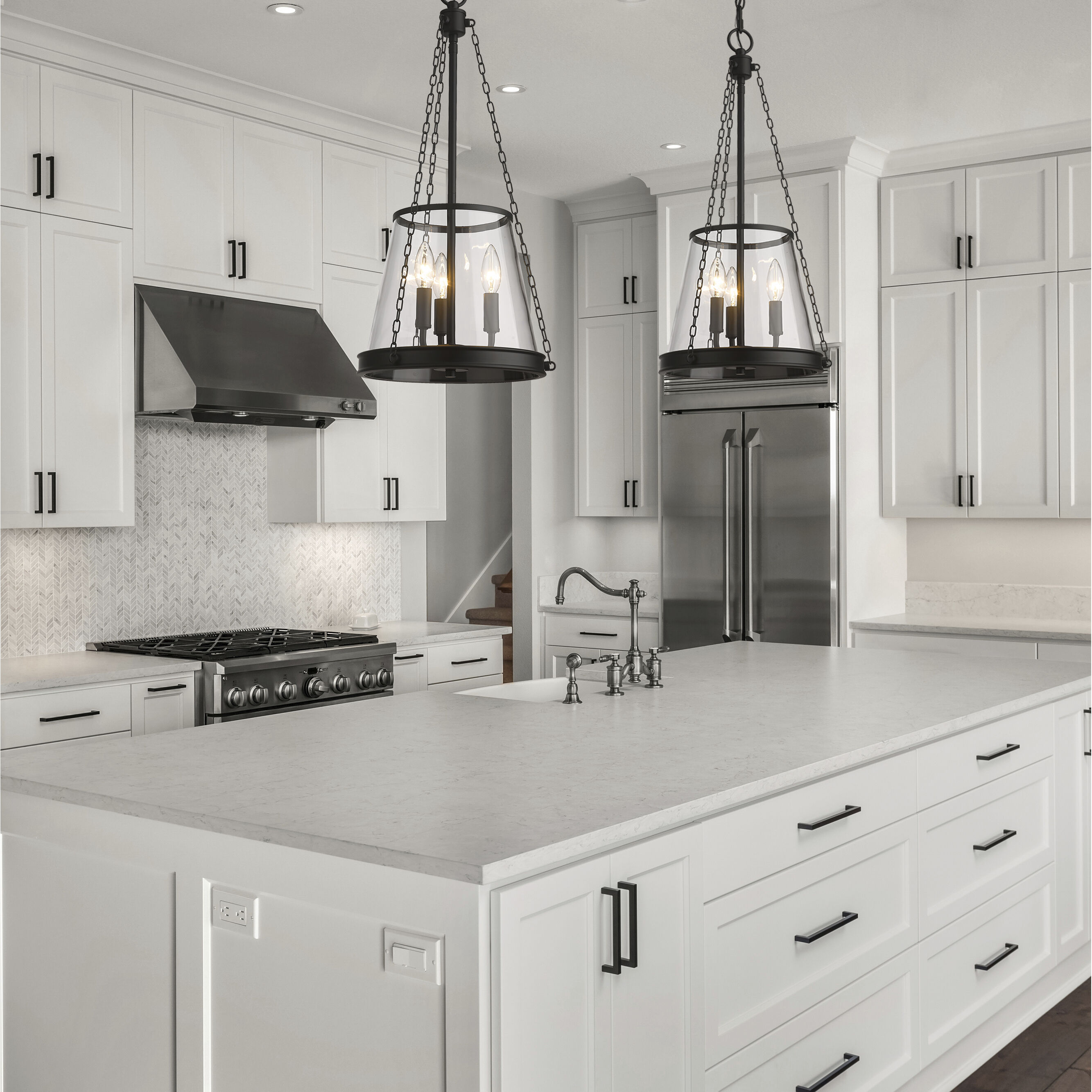 Prescott 3 Light 12 inch Matte Black Pendant Ceiling Light