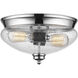 Amon 2 Light 13 inch Chrome Flush Mount Ceiling Light in Clear Seedy Glass, 3.3