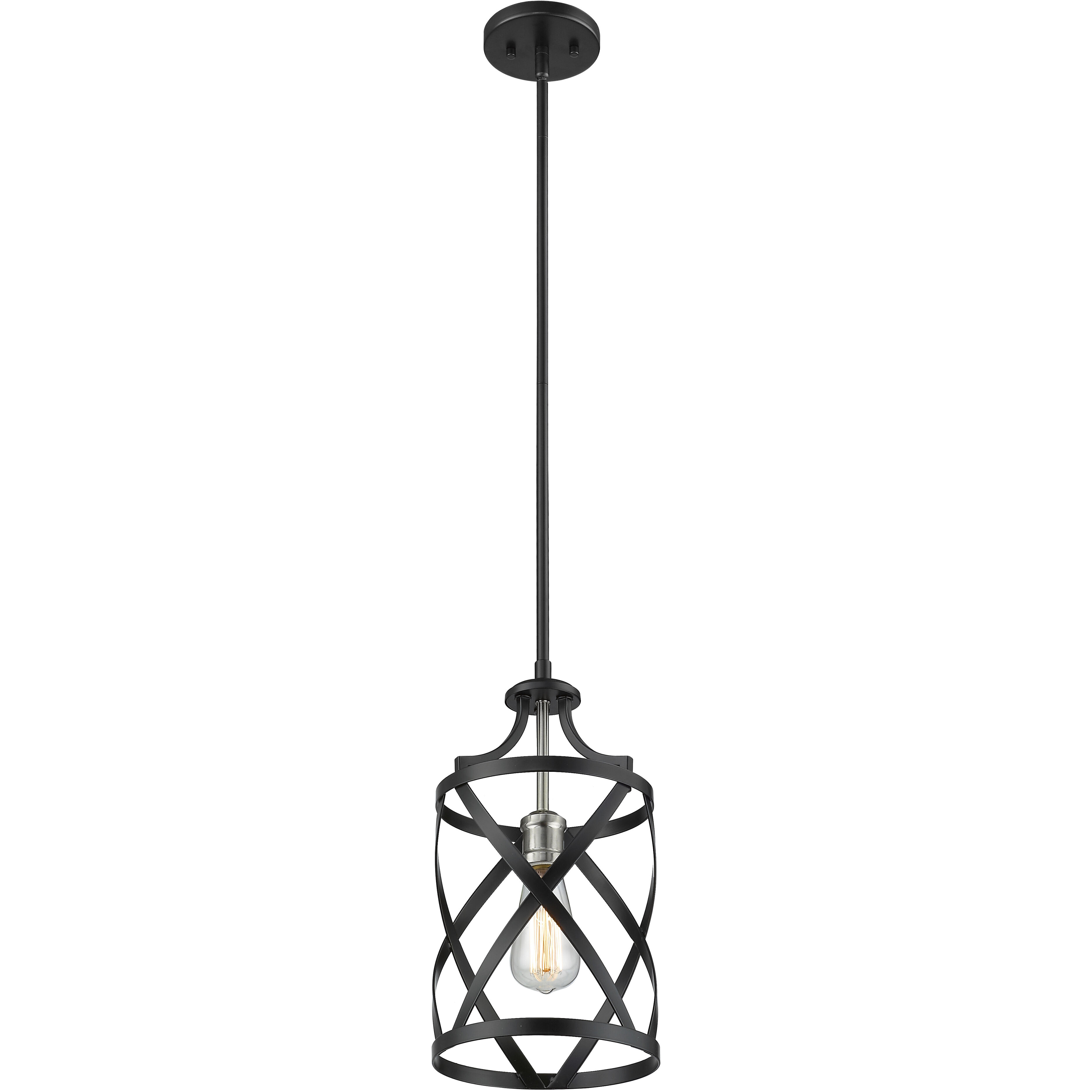 Malcalester 1 Light 8 inch Matte Black and Brushed Nickel Pendant Ceiling Light