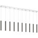 Forest LED 56.5 inch Chrome Linear Chandelier Ceiling Light in 10, Pearl Black Steel, 27
