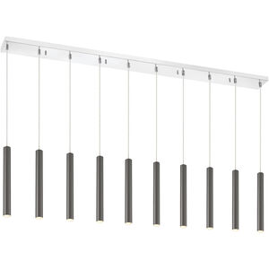 Forest LED 56.5 inch Chrome Linear Chandelier Ceiling Light in 10, Pearl Black Steel, 27