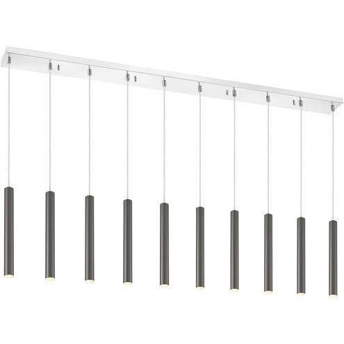 Forest LED 56.5 inch Chrome Linear Chandelier Ceiling Light in 10, Pearl Black Steel, 27