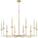 Gaultier 10 Light 44.75 inch Mondern Gold Chandelier Ceiling Light in Modern Gold