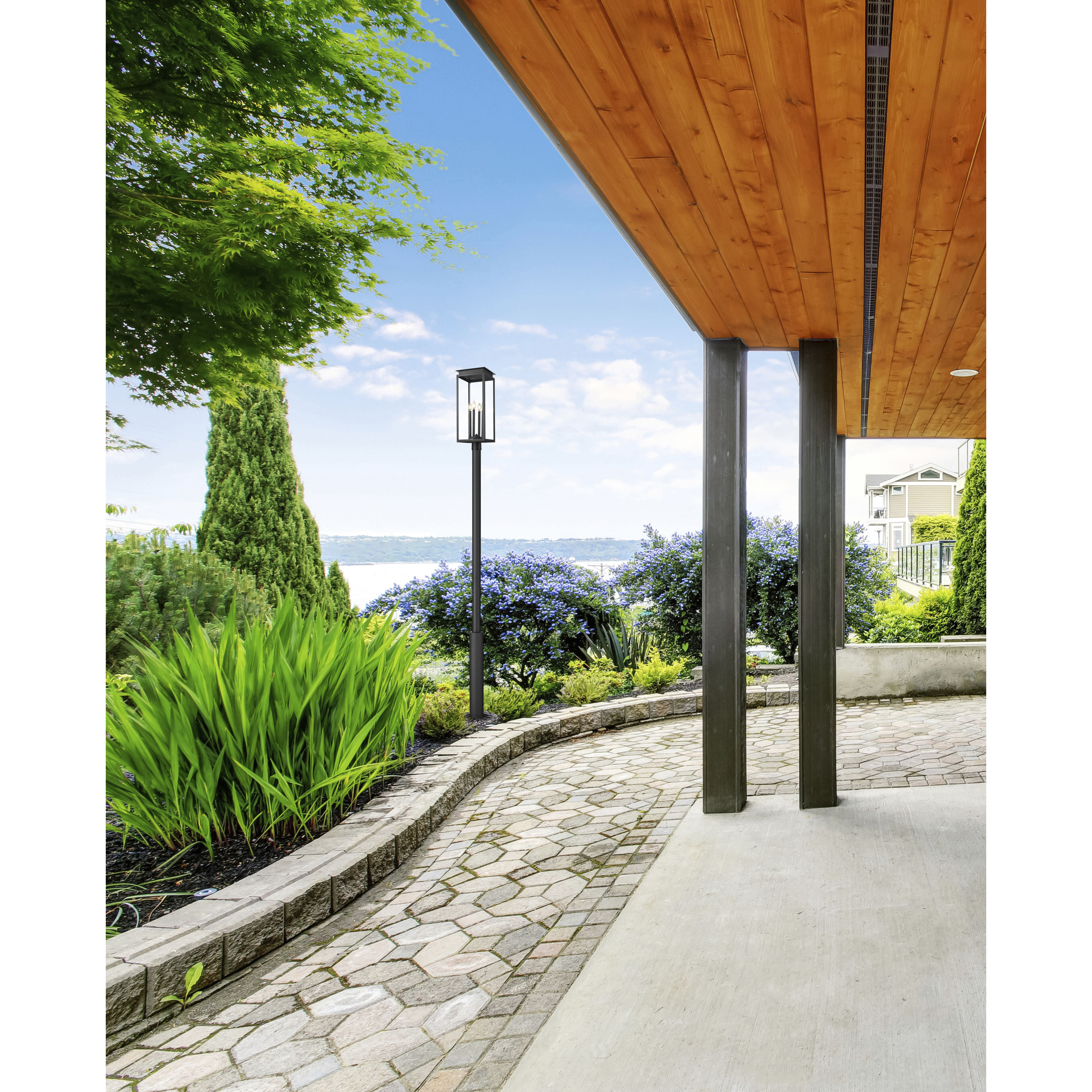 Nova 4 Light 122.25 inch Black Outdoor Post Mounted Fixture