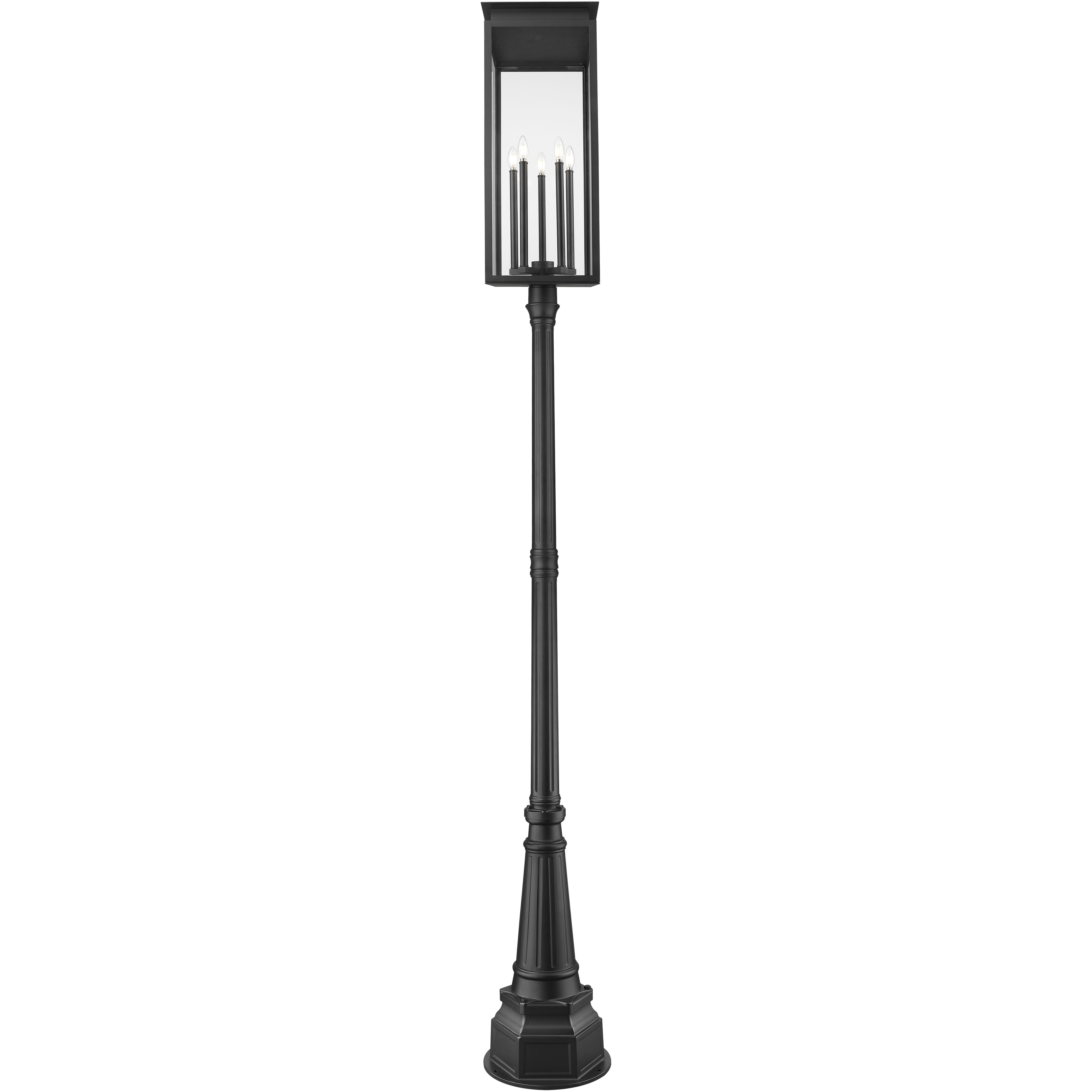 Nova 5 Light 117 inch Black Outdoor Post Mounted Fixture